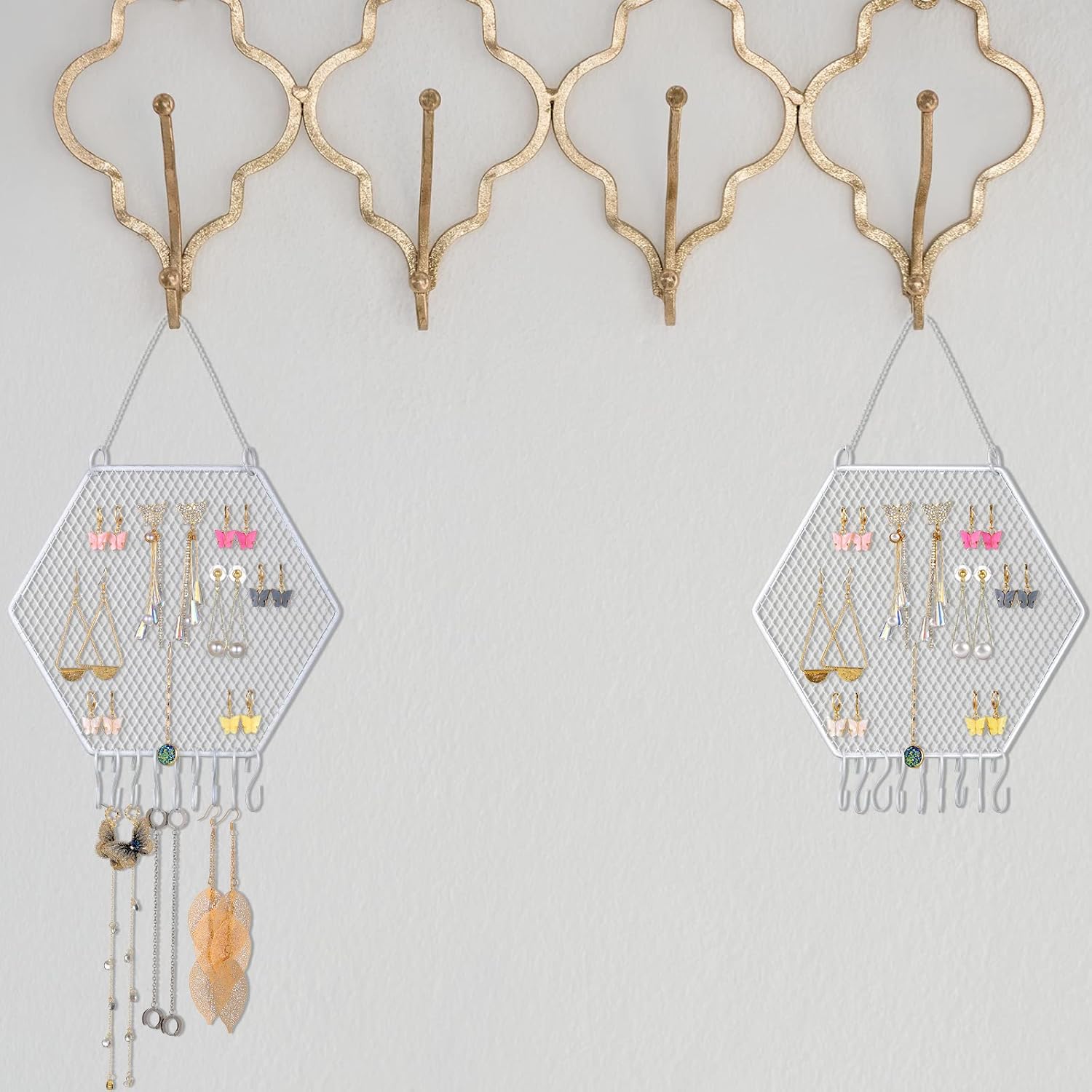 Jetec 2 Pcs Diamond Grid Earring Wall Holder