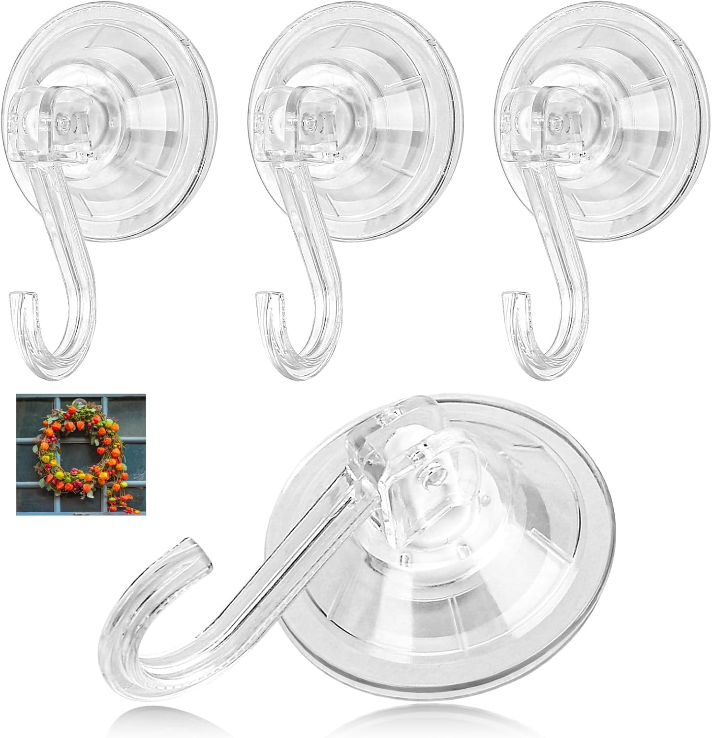 Suction Cup Hooks 4 Pack Reusable and Powerful for Shower and Kitchen Use