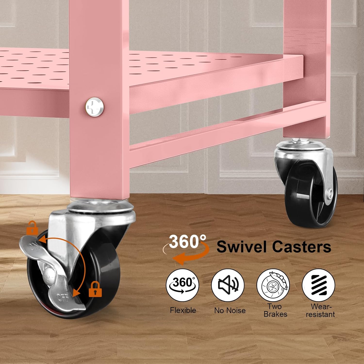5-Tier Metal Storage Shelves with 20 Hooks and Wheels