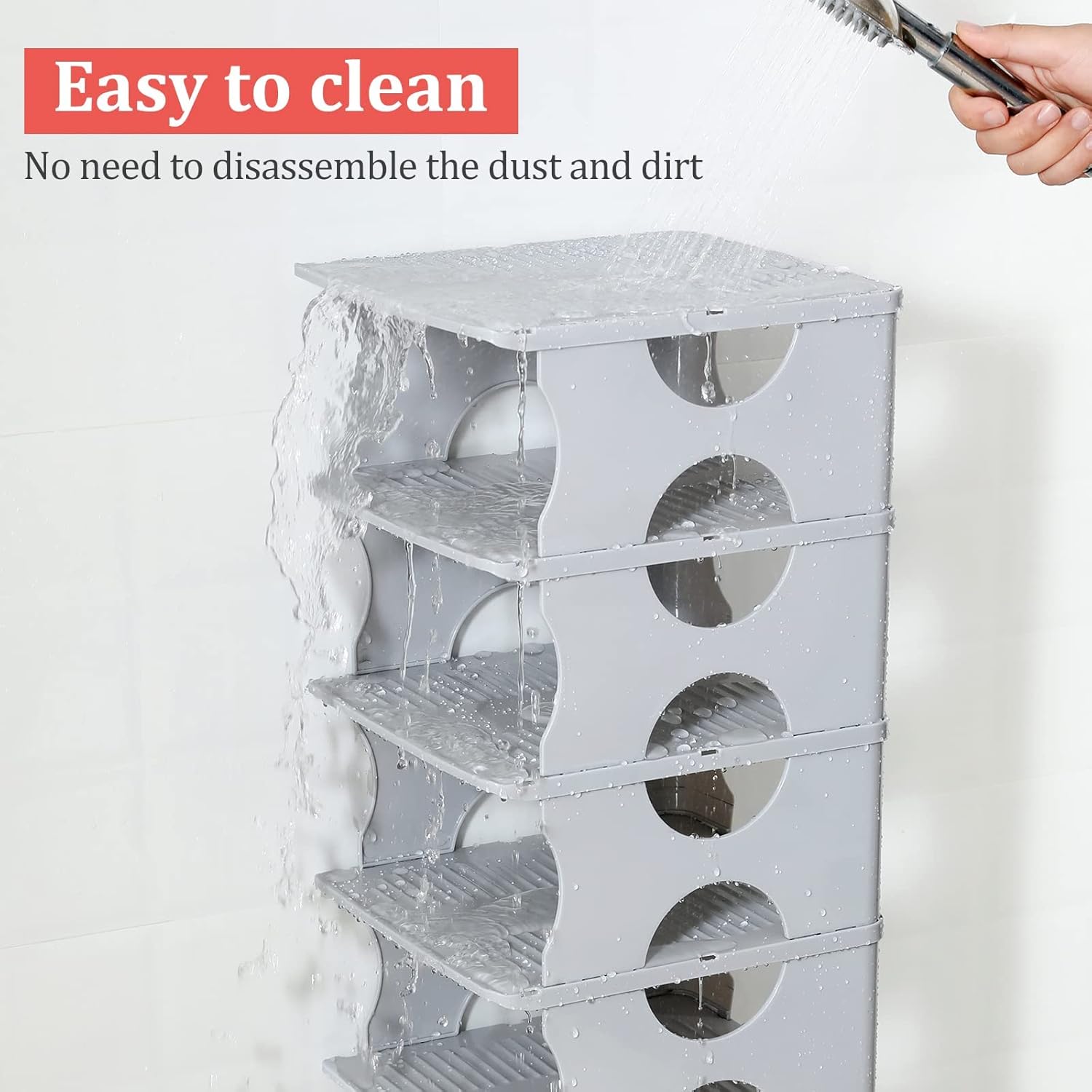6-Tier Stackable Shoe Rack for Bedroom Entry Grey