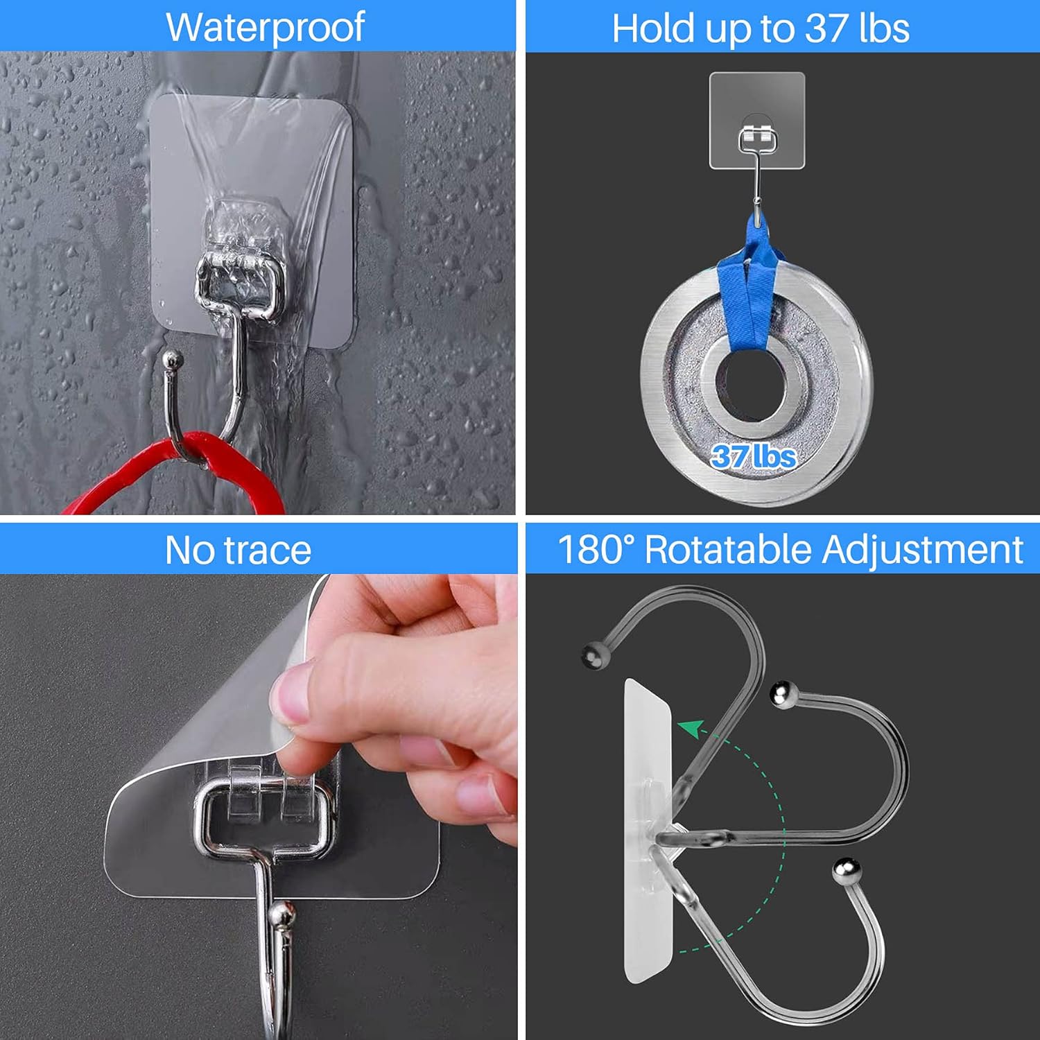Antimbee All-Purpose Heavy Duty Adhesive Hooks 20-Pack
