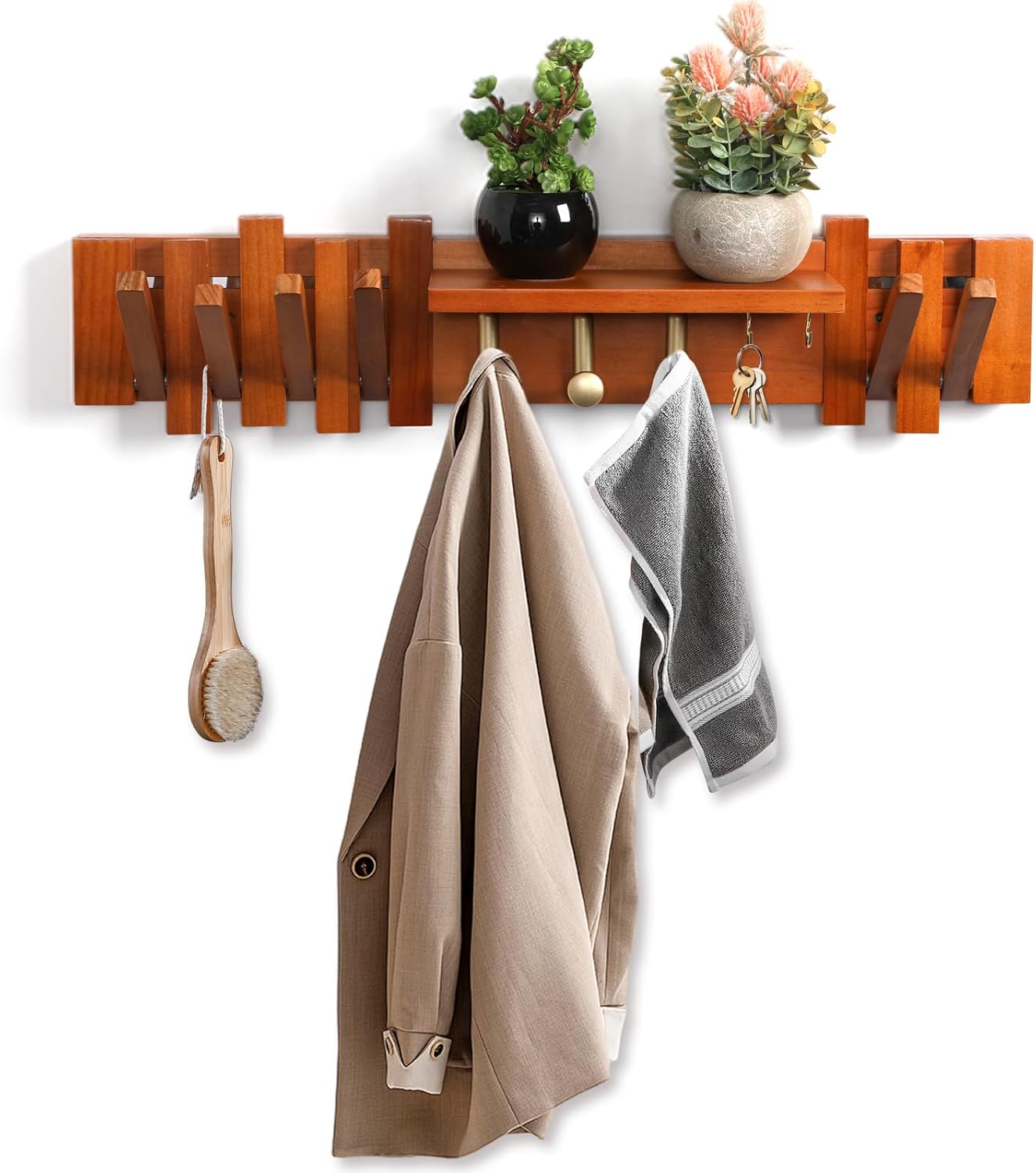 Zingoetrie Wood Coat Rack Wall Mount with 11 Hooks