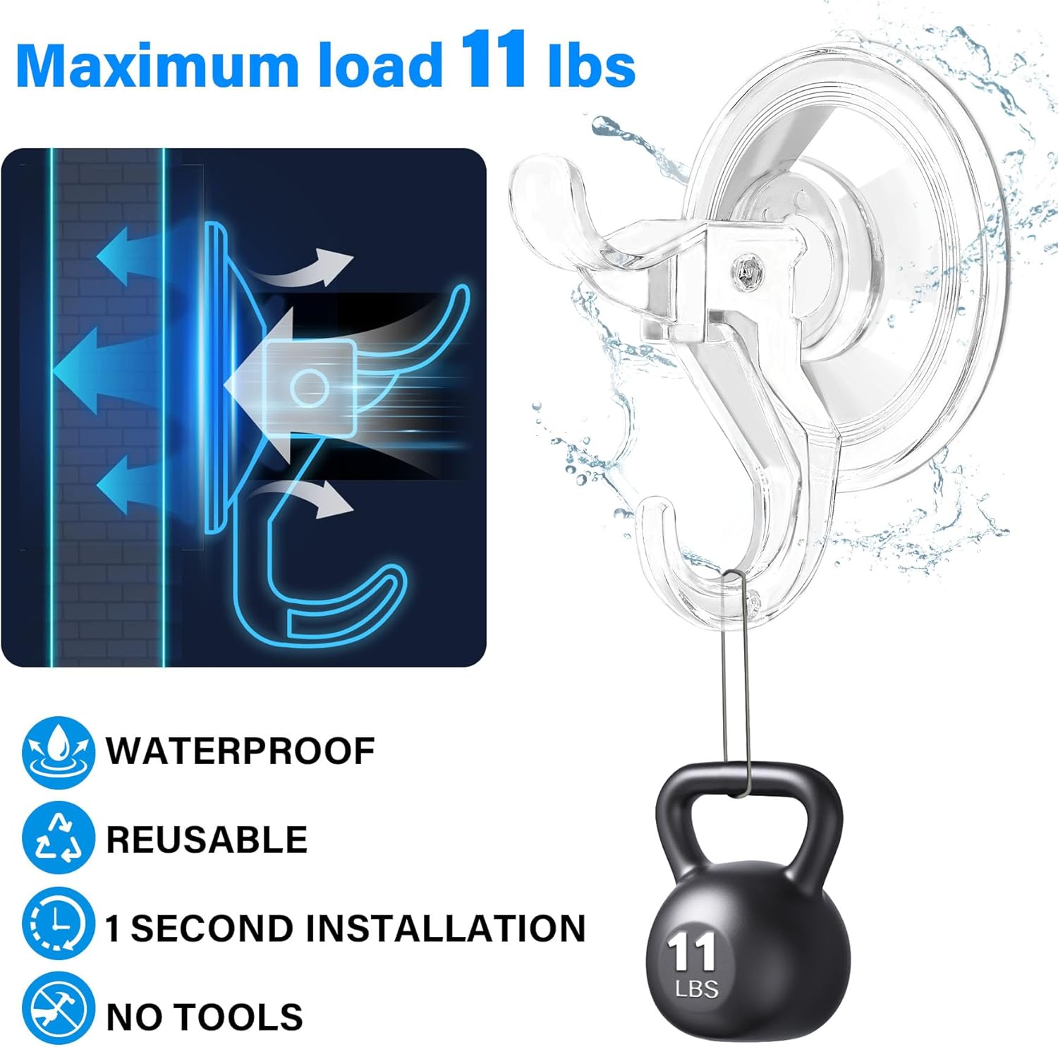 ANDGOO 30 Pack Heavy Duty Shower Suction Hooks
