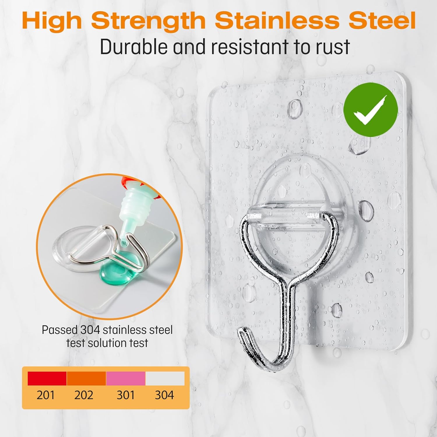 Heavy Duty 22lb Adhesive Wall Hooks - 20 Pack