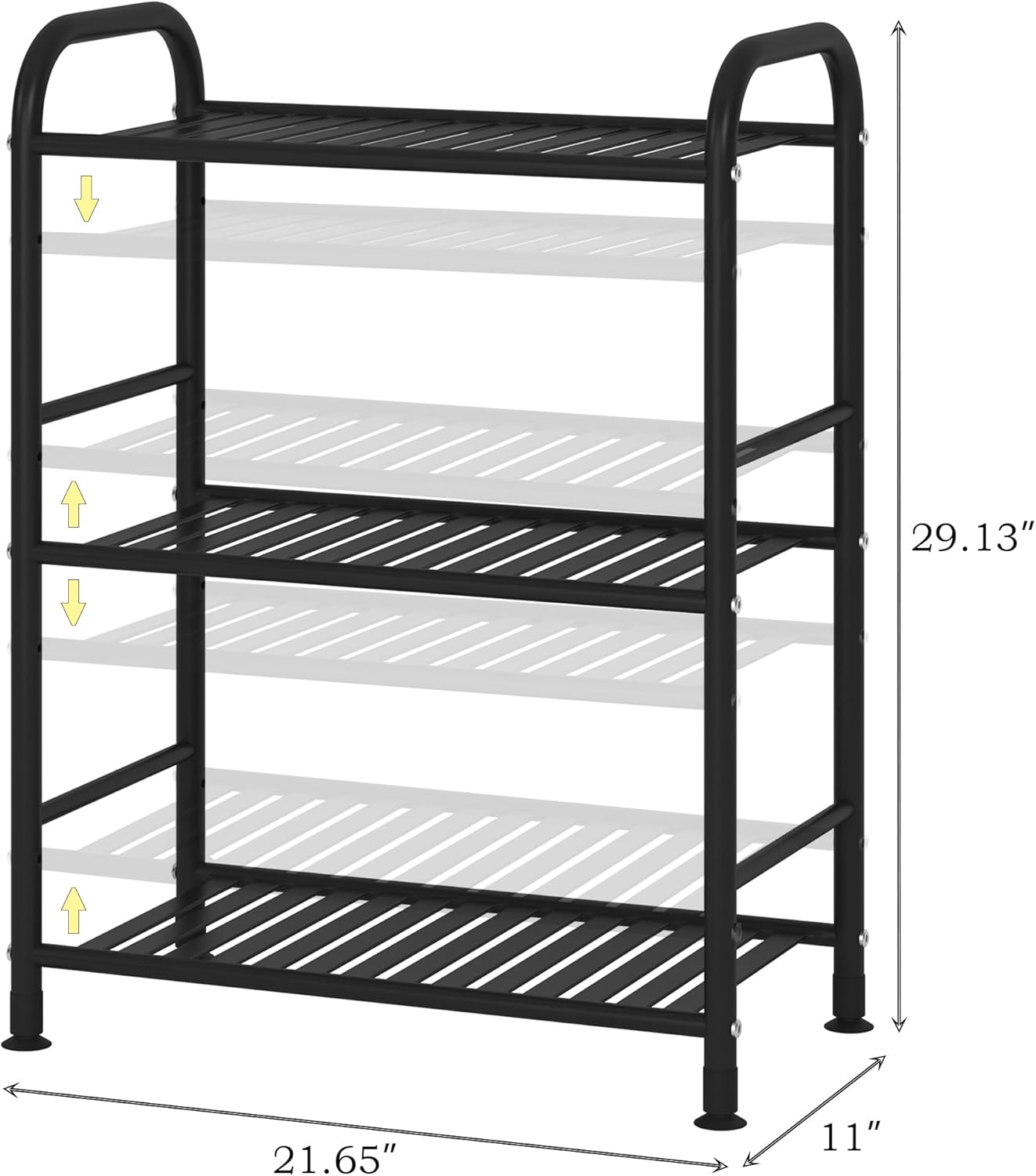 JSB 3-Tier Adjustable Metal Shelving Unit Black