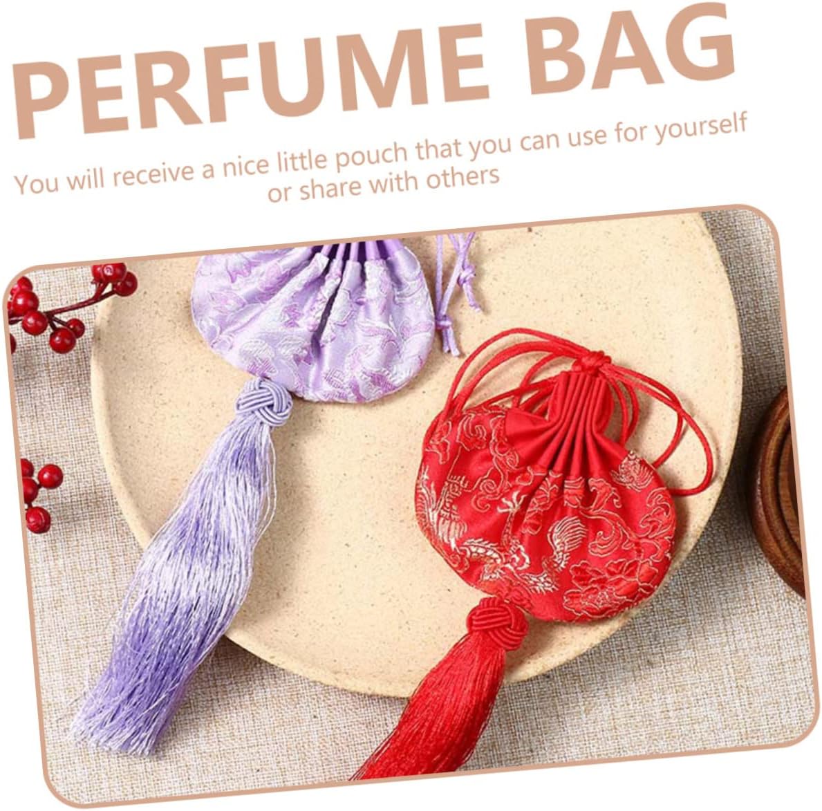 IMIKEYA Decorative Sachet Holder Bag Portable High Grade Chinlon Pouch for Chinese Festivals Holidays Weddings Birthdays