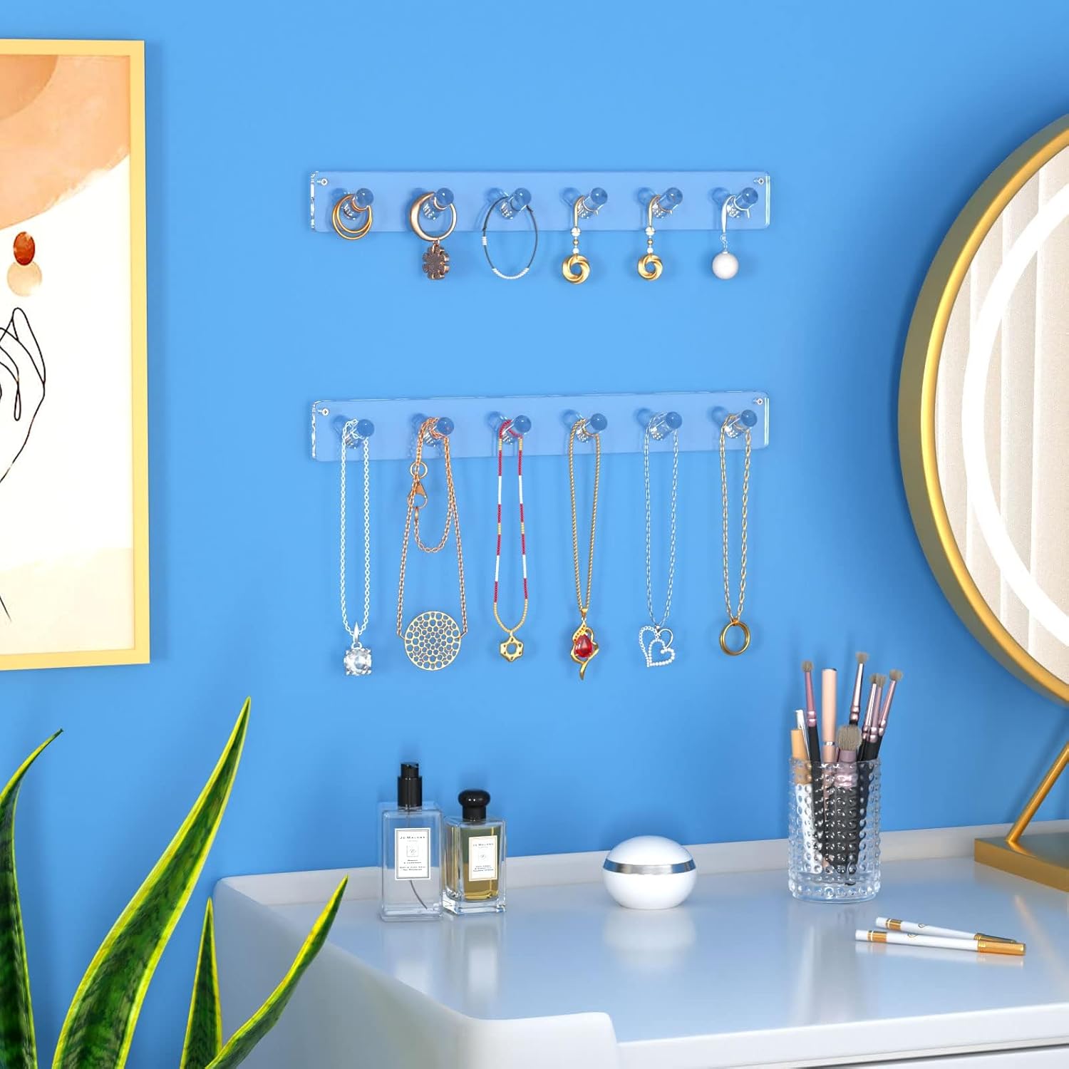 NIUBEE Wall Mounted Jewelry Stand Organizer 2 Pack