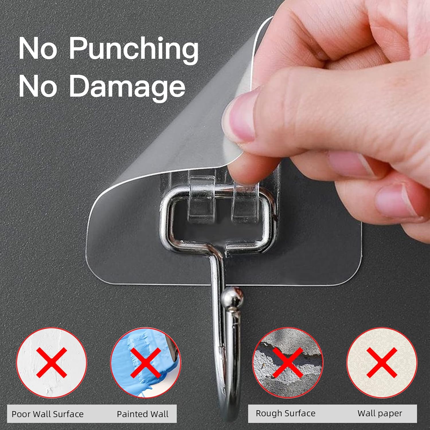 20 Pack Heavy Duty Adhesive Hooks 44 lb Max