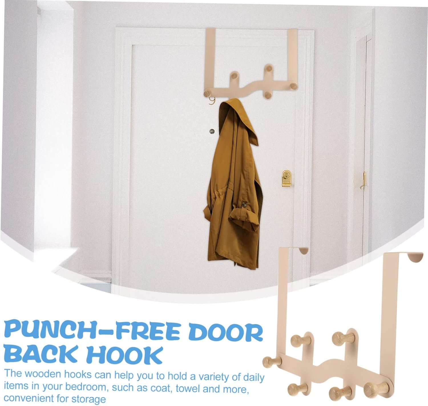 Wooden Door Hooks for Hanging Storage and Organization