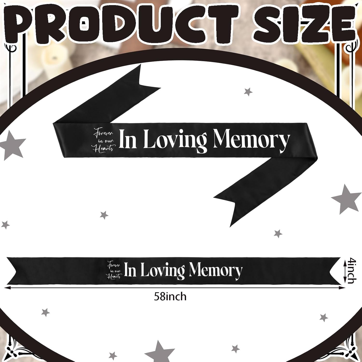 Funeral Sash for Casket or Wreath - Black 58x4 Inch