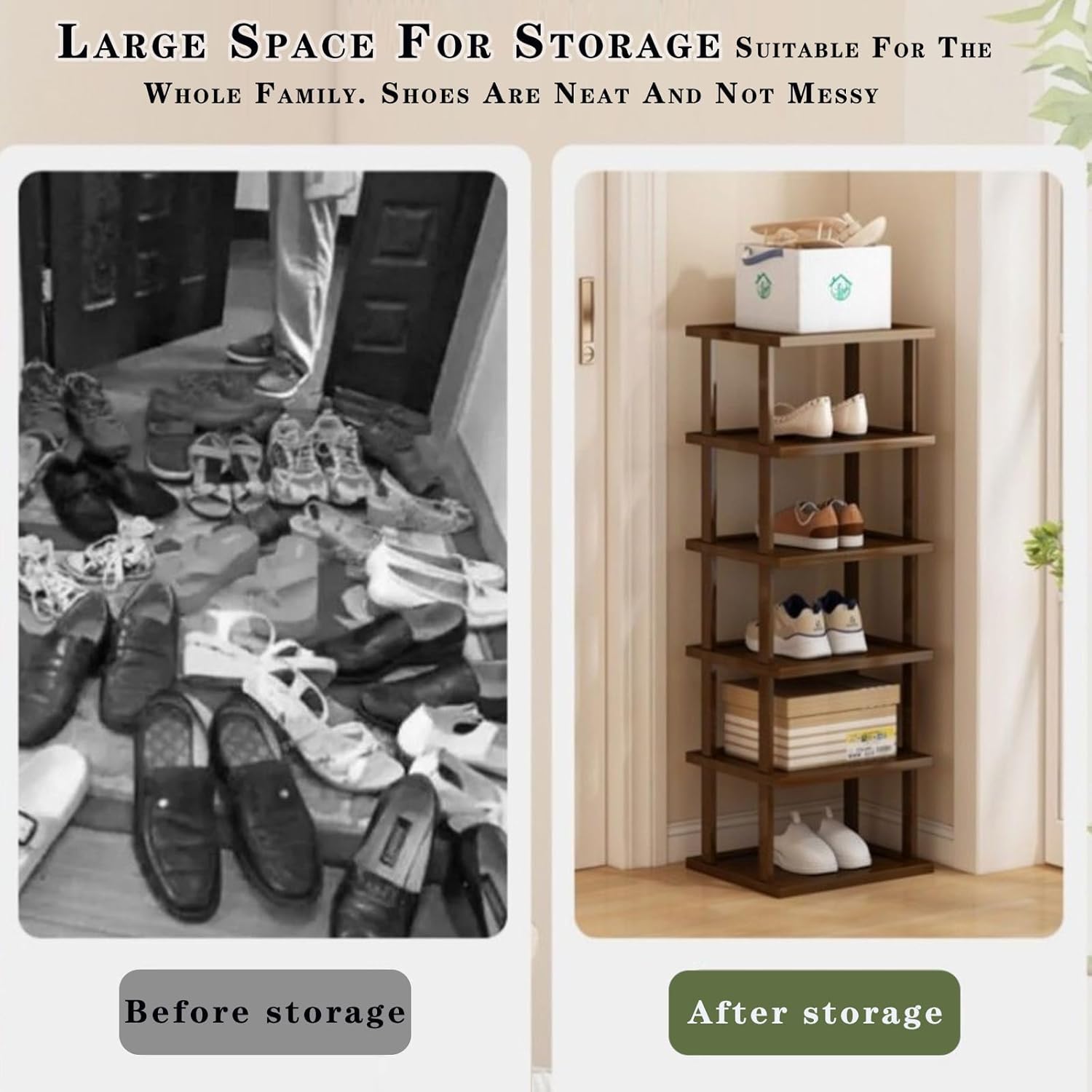 Vertical Bamboo Shoe Rack with 7 Tiers for Small Spaces