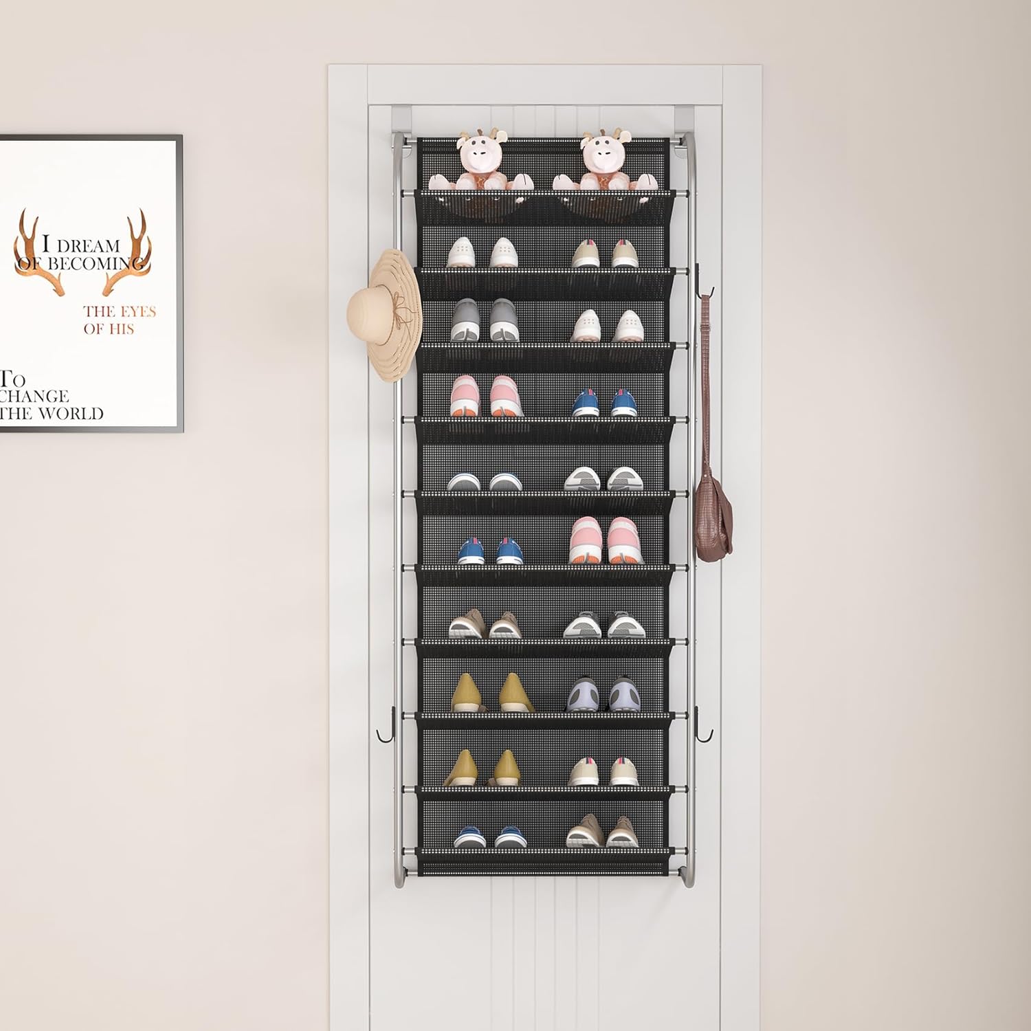 10 Tier Door Hanging Shoe Organizer Rack Gray