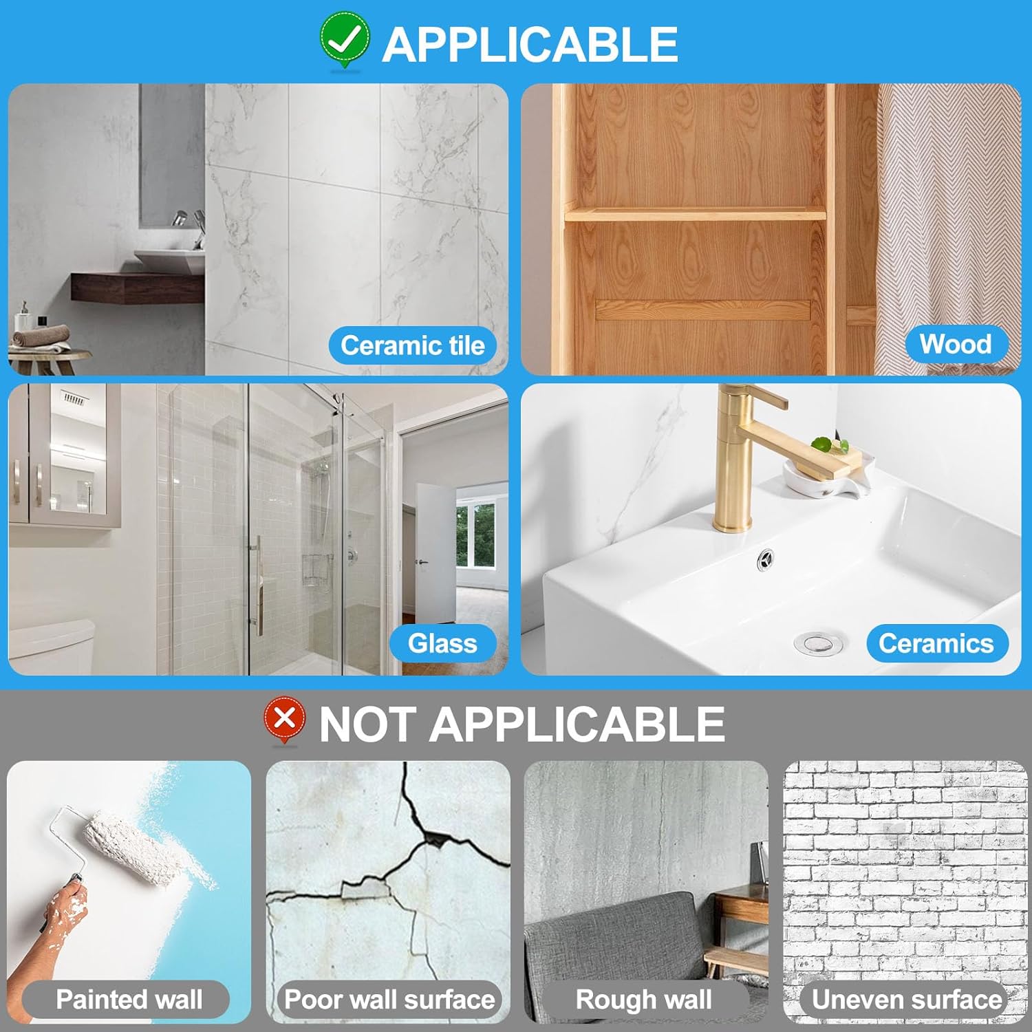 Large Heavy Duty Self Adhesive Hooks 8 Pack