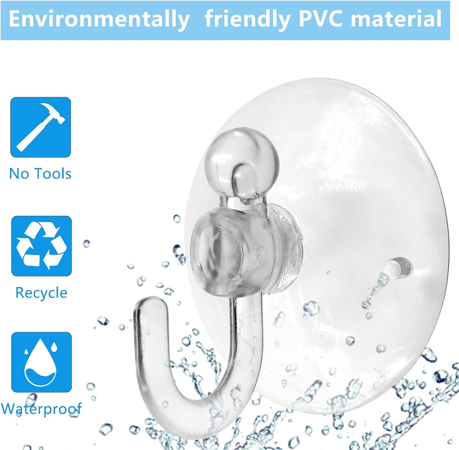 Piutouyar 20Pcs Clear Suction Cup Hooks 30mm Plastic Sucker Pads for Home Use