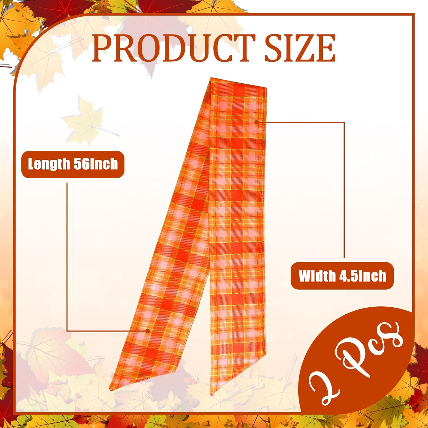 YLOLUL 2 Pcs Fall Wreath Sash for Front Door Buffalo Check Satin Bow DIY Autumn Garland Decor