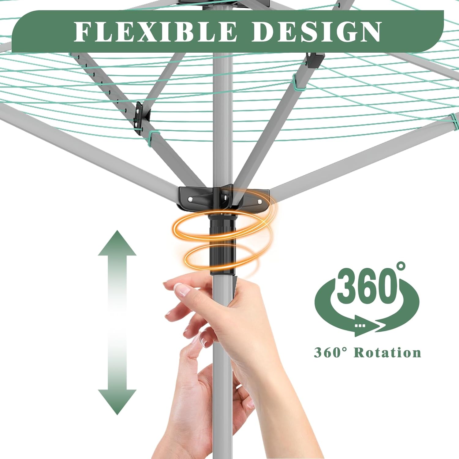 Rotary Outdoor Umbrella Drying Rack with 12 Lines and 4 Arms