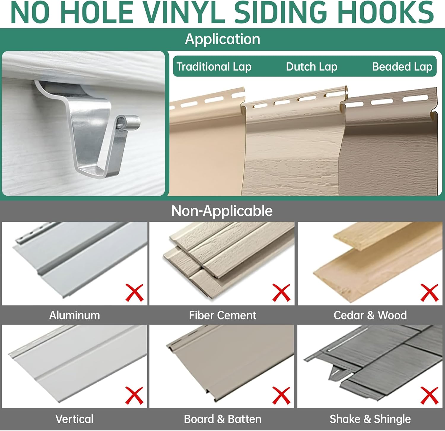 Vinyl Siding Hooks 30 Pack Heavy Duty No Drill Hangers