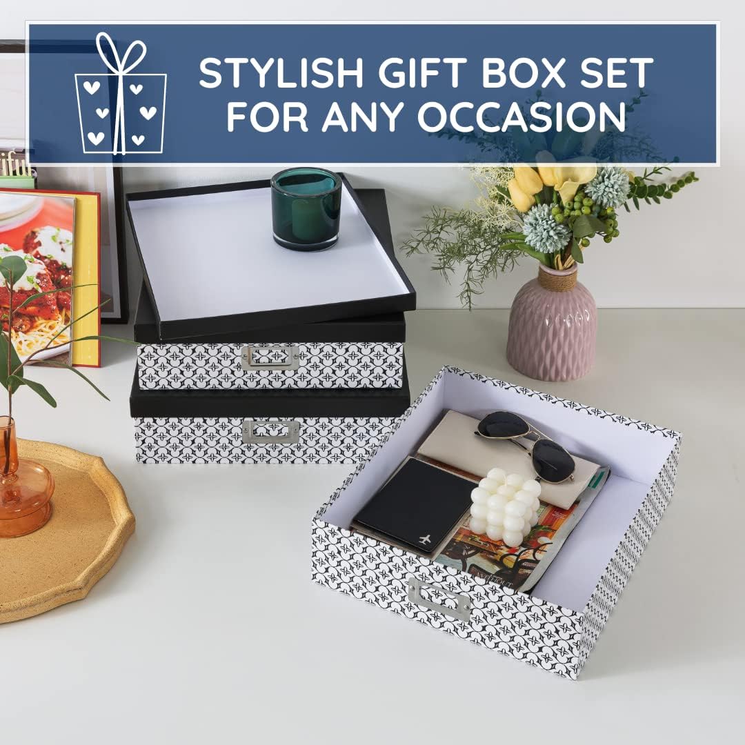 Soul Lane 3 Piece Black and White Storage Boxes with Lids