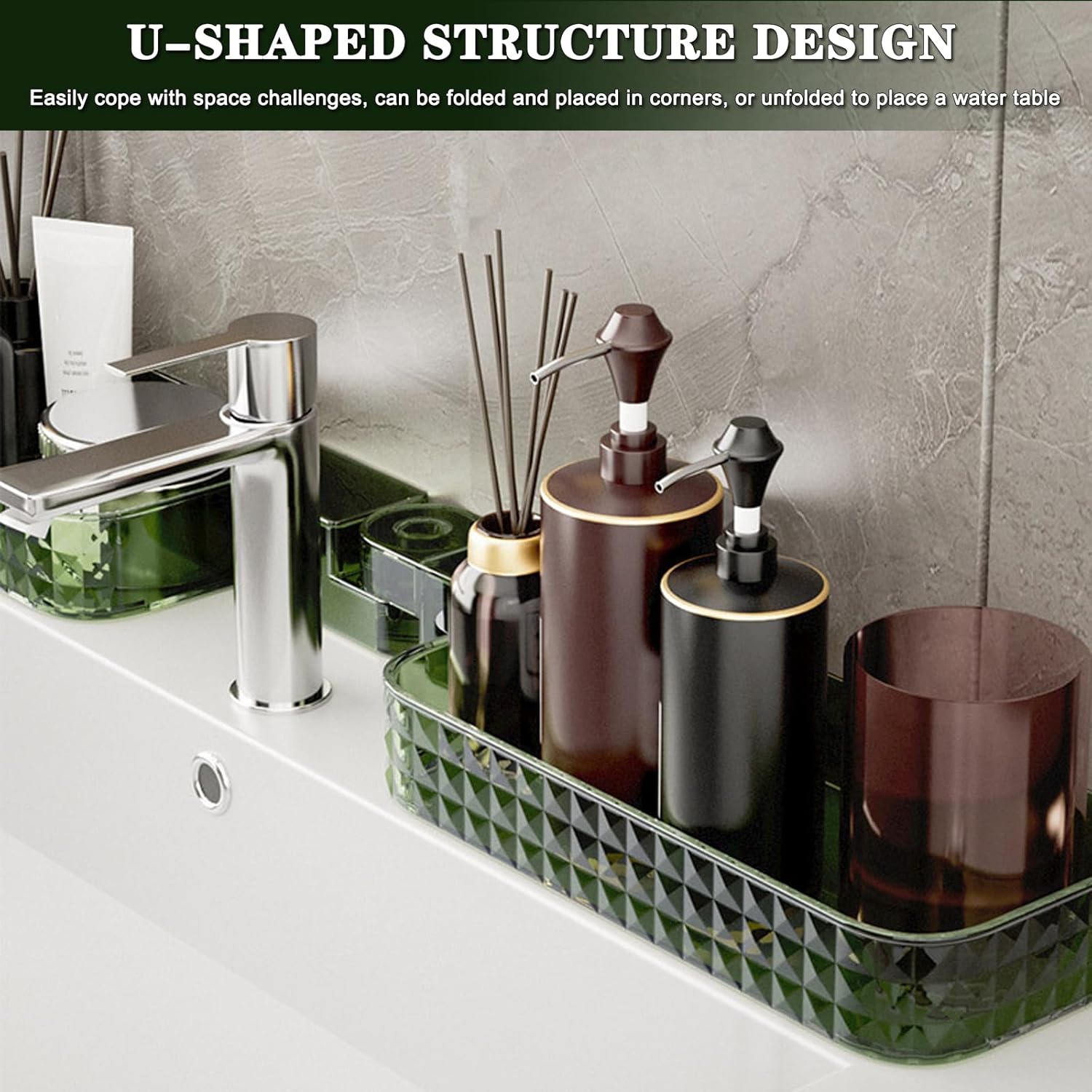 RUIYUE U Shaped Rotating Corner Shelf Pink