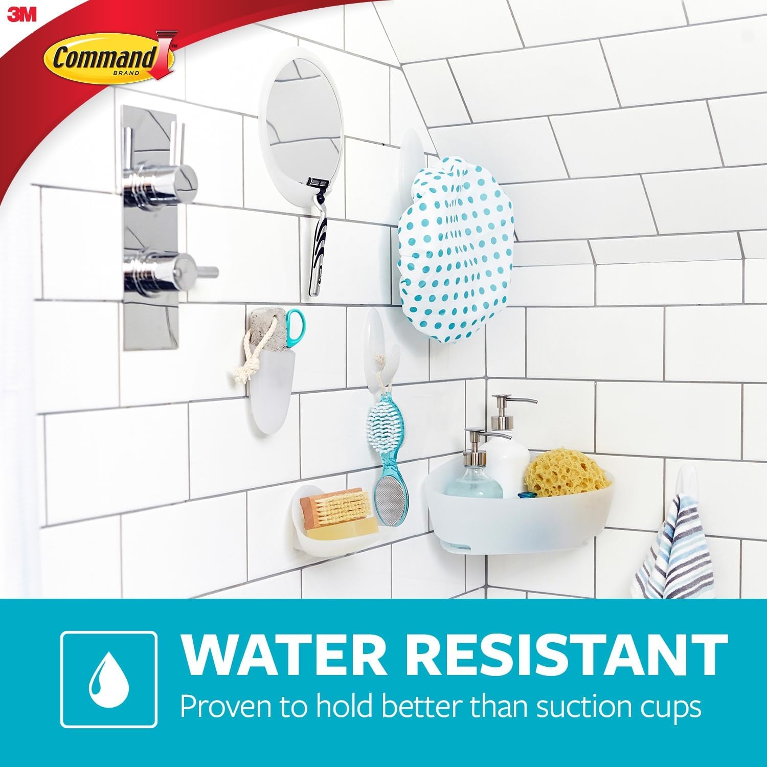Command Designer Bath Hook Large White 1-Hook for Dorm Organization