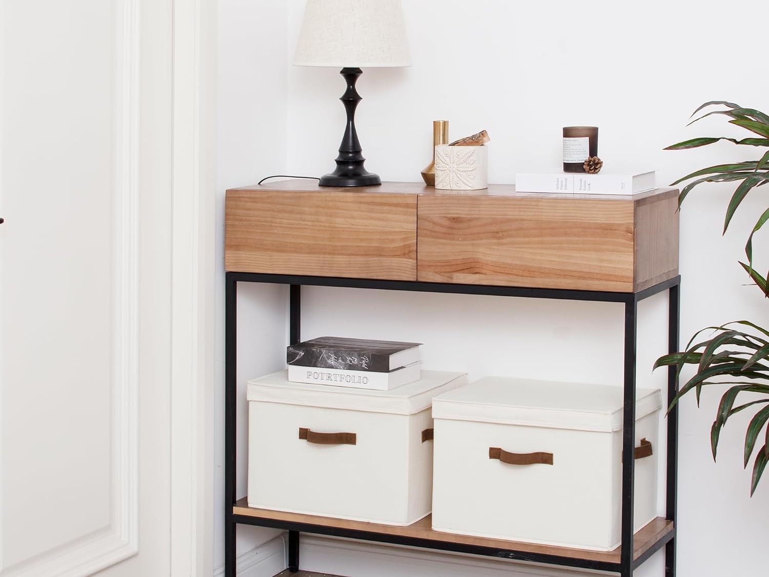 StorageWorks Fabric Storage Bins with Lid 2-Pack Ivory White