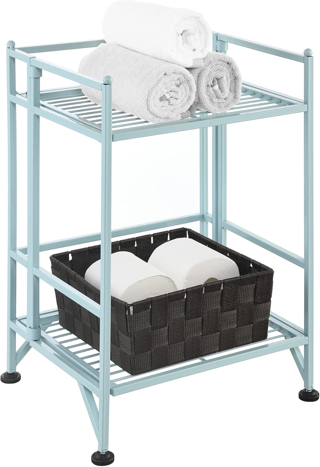 Convenience Concepts Xtra Storage Shelves - 2 Tier Folding Metal Organizer for Home Use