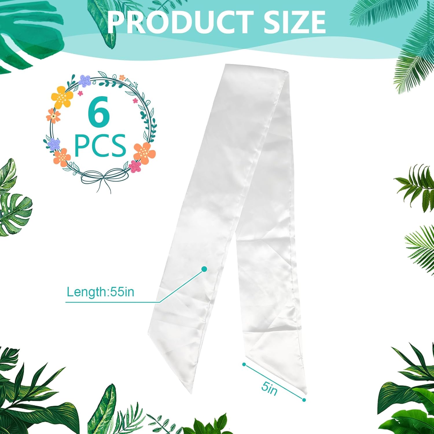 6Pcs White Wreath Sash for Front Door Decoration
