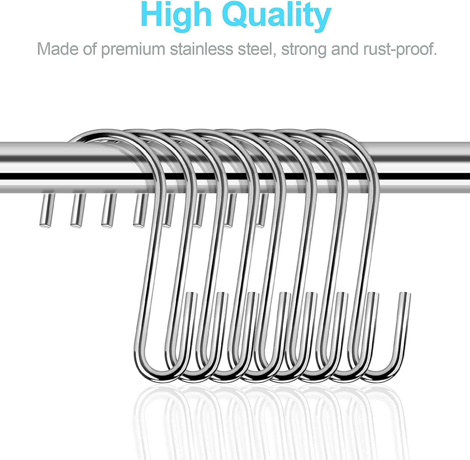 50 Pack Heavy Duty S Shaped Hooks for Kitchenware and Storage