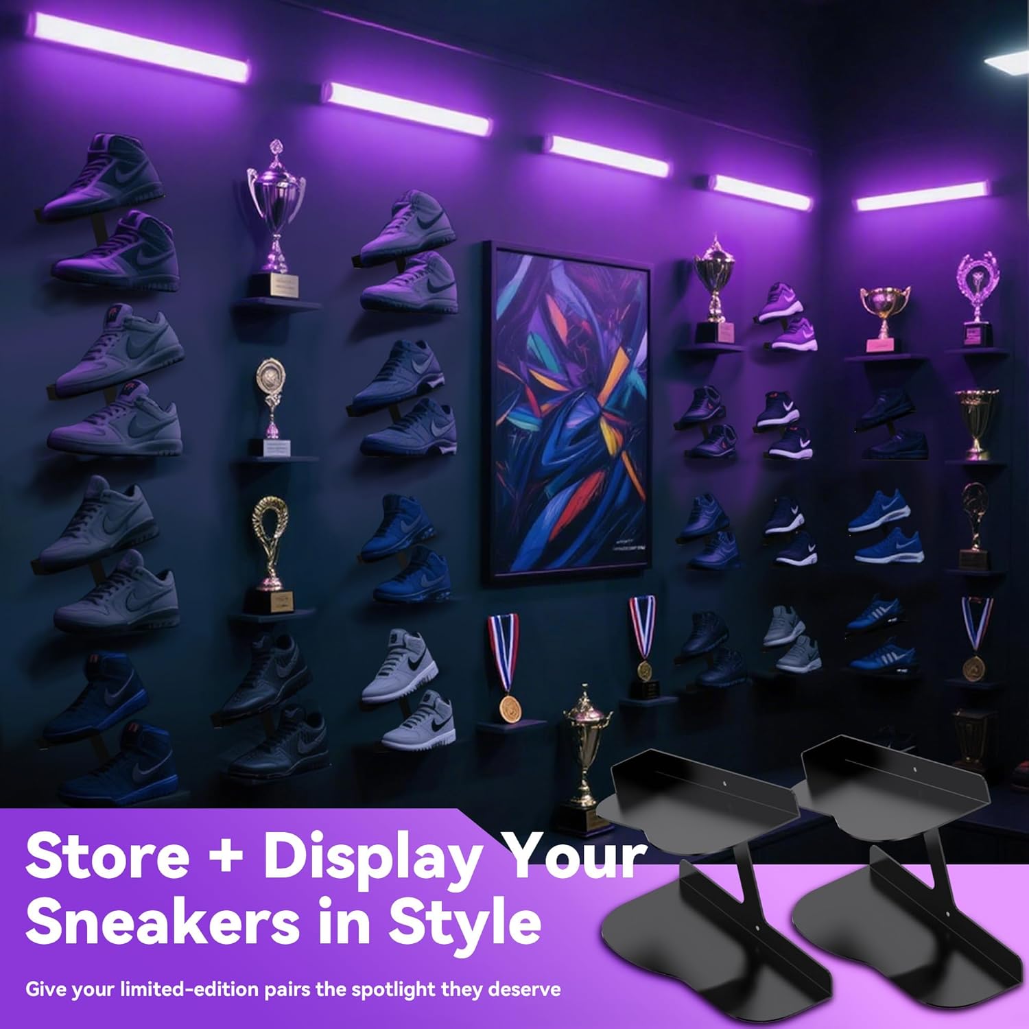 AIYOTAR 2 Pack H Type Wall Floating Shoe Rack