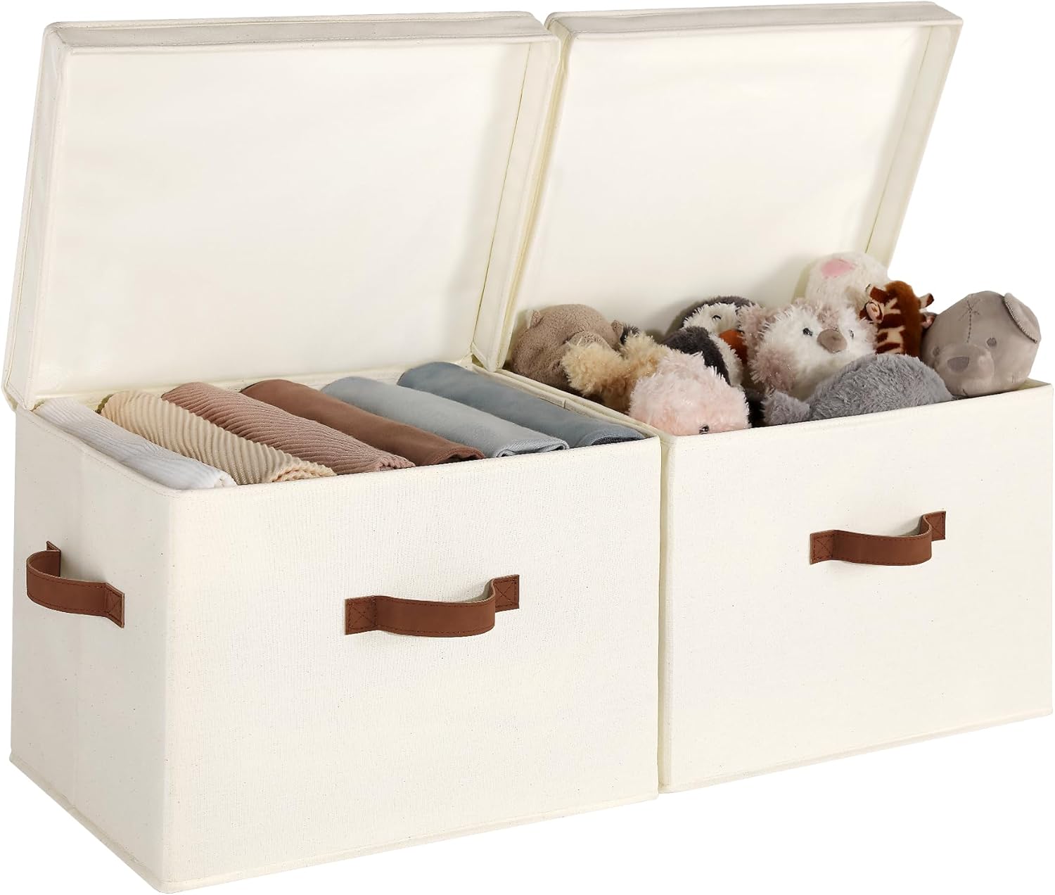StorageWorks Fabric Storage Bins with Lid 2-Pack Ivory White