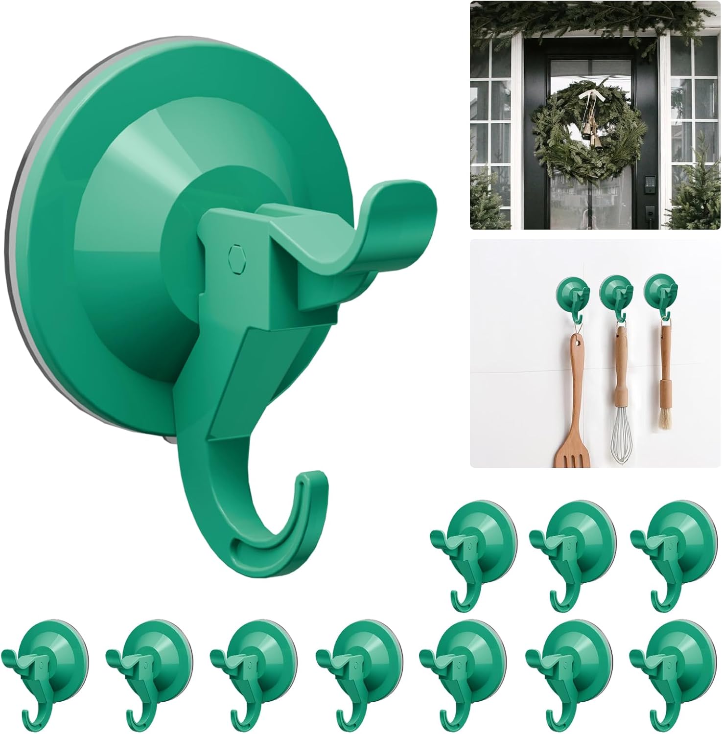 Antimbee Suction Cup Hooks 10 Pack Green
