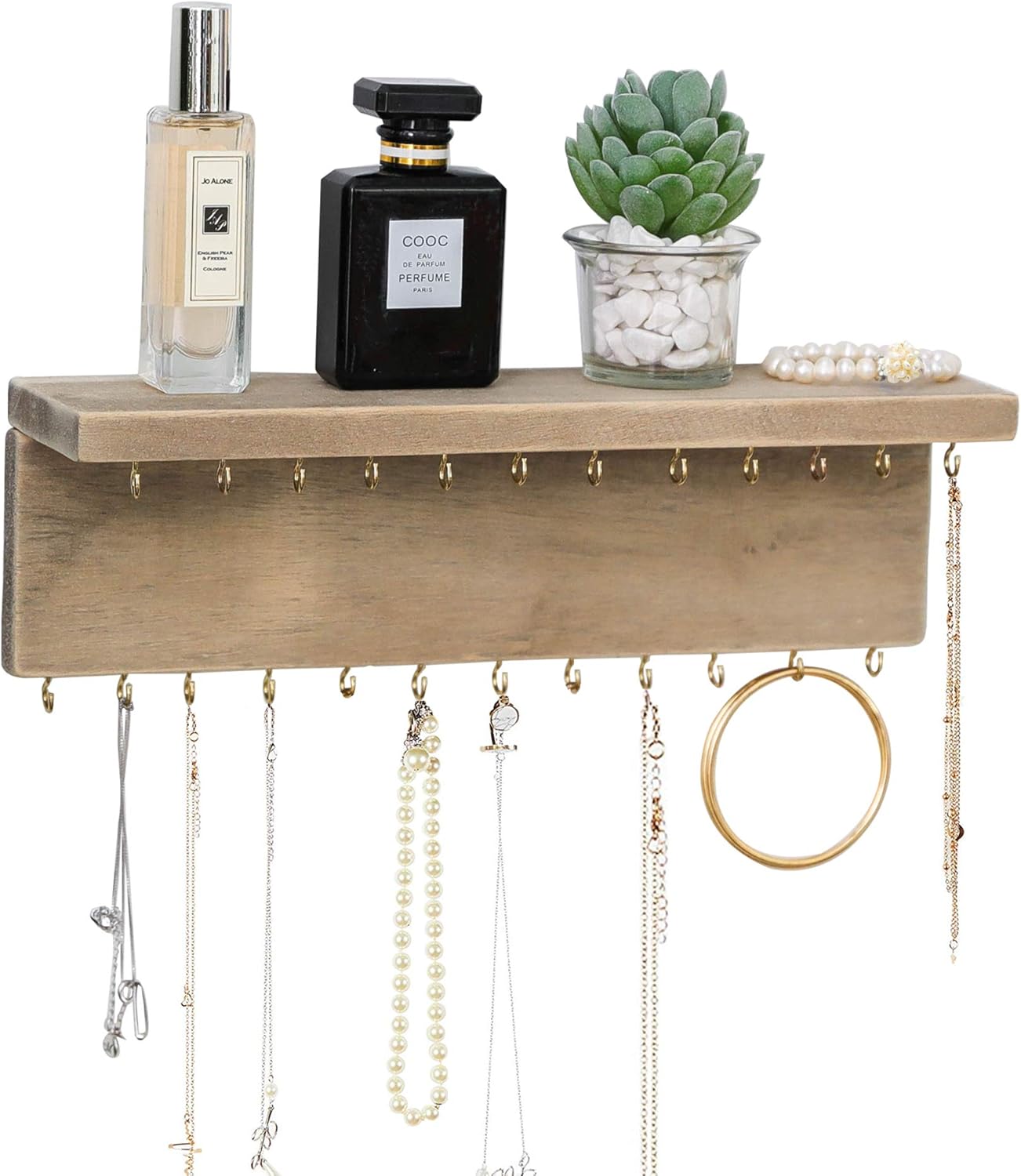 BYHER Wall Mounted Jewelry Organizer with 24 Hooks