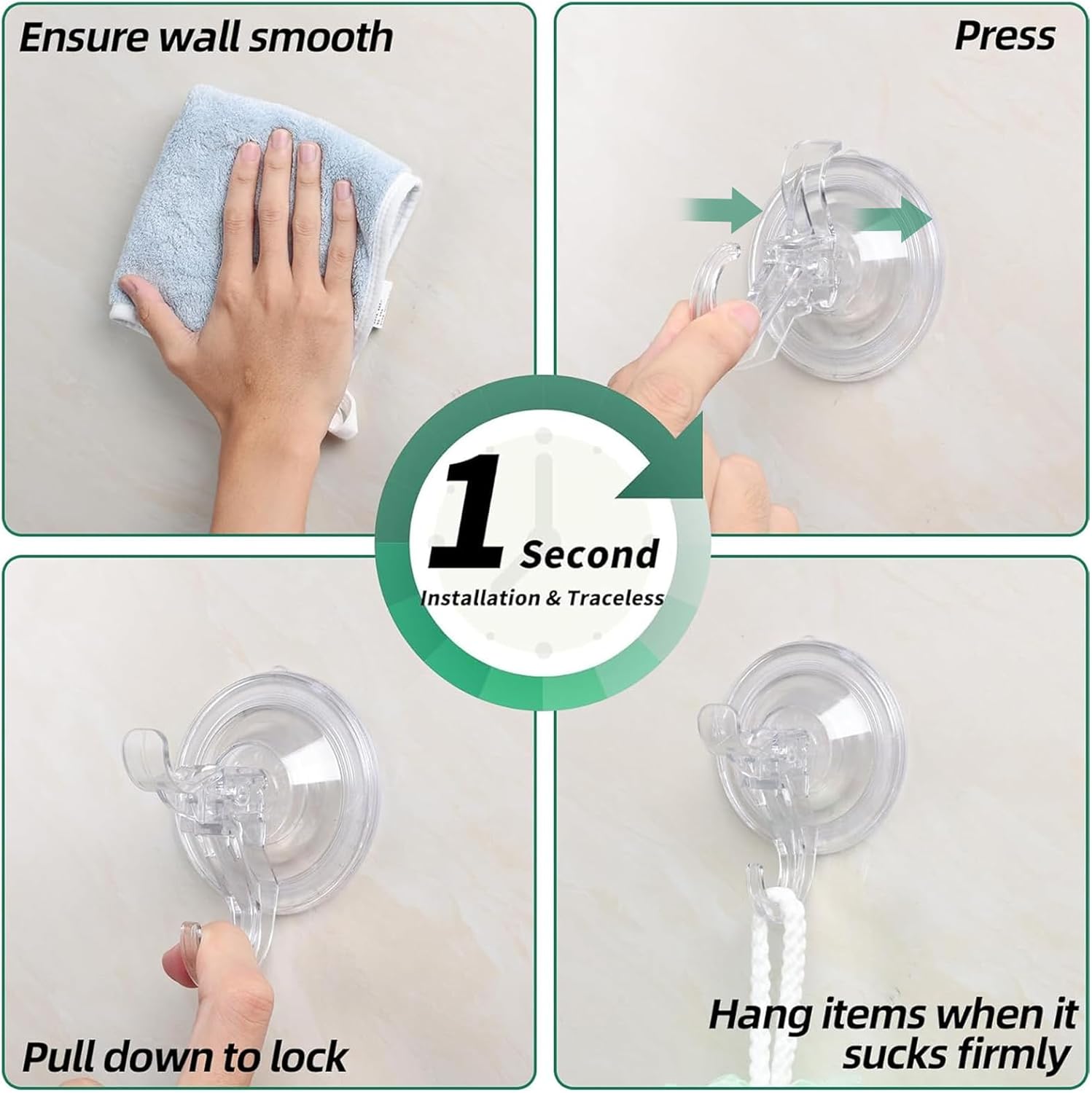 Goabroa 3 Pack Heavy Duty Suction Cup Hooks for Shower and Glass