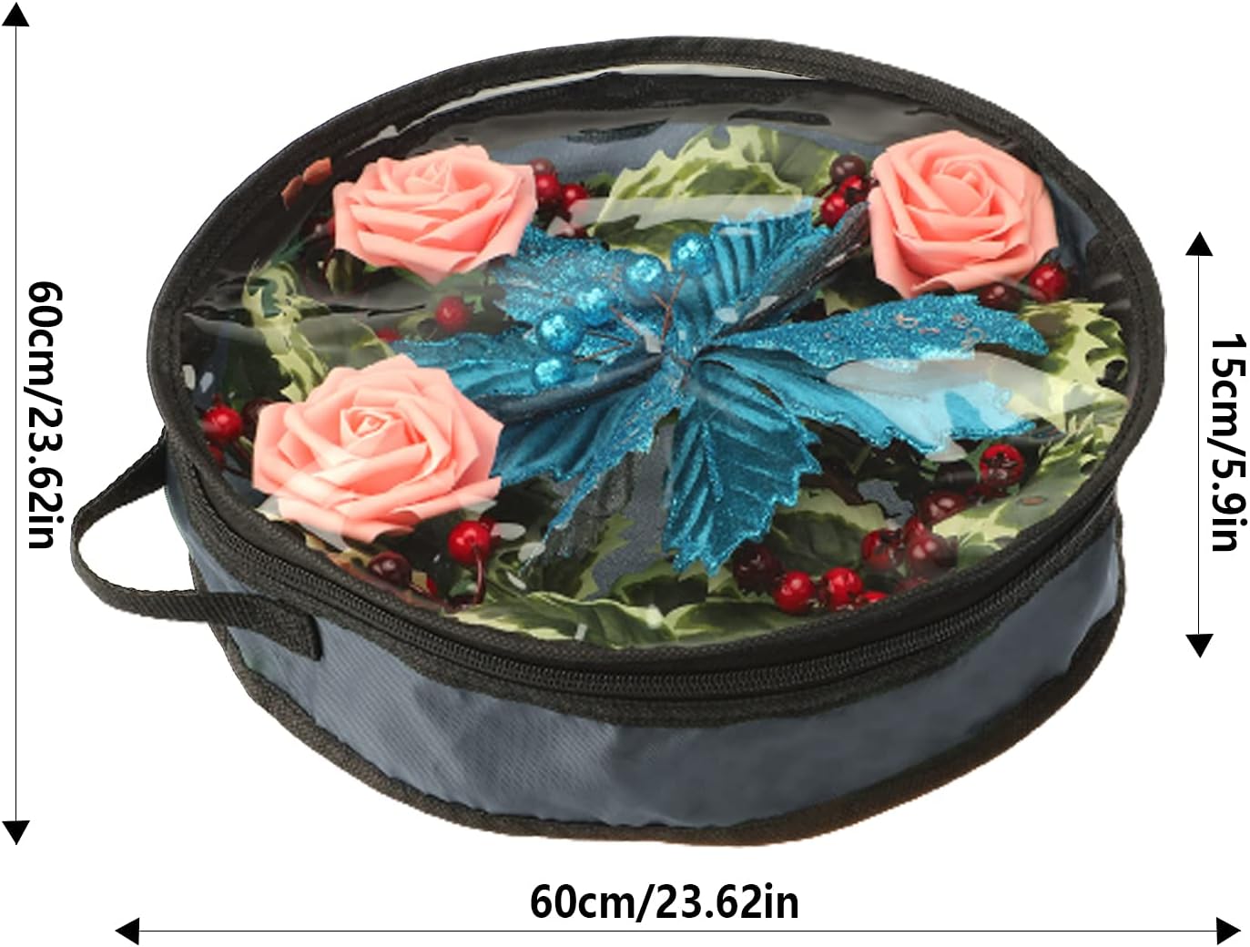 WIVAYE Christmas Wreath Storage Bag 16 Inch Clear Window