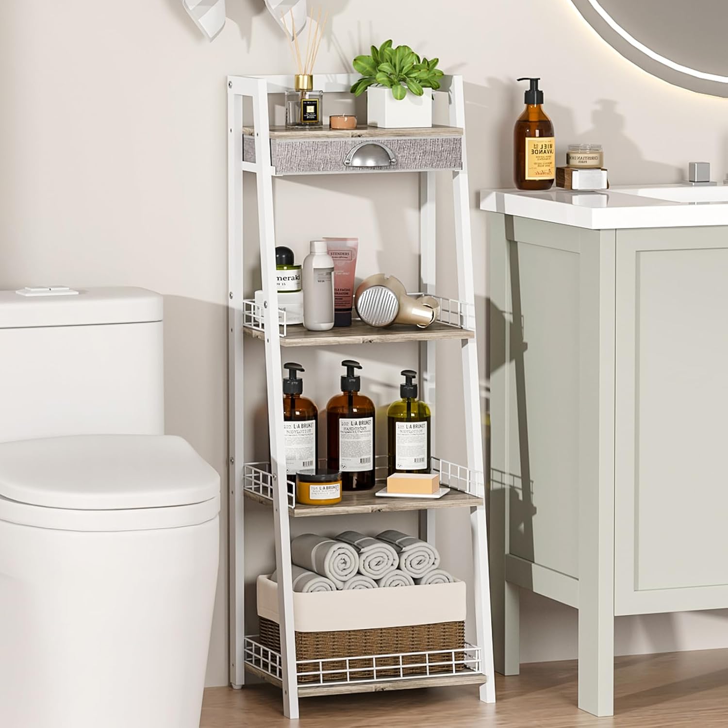 Keomaisyto 4-Tier Ladder Shelf White
