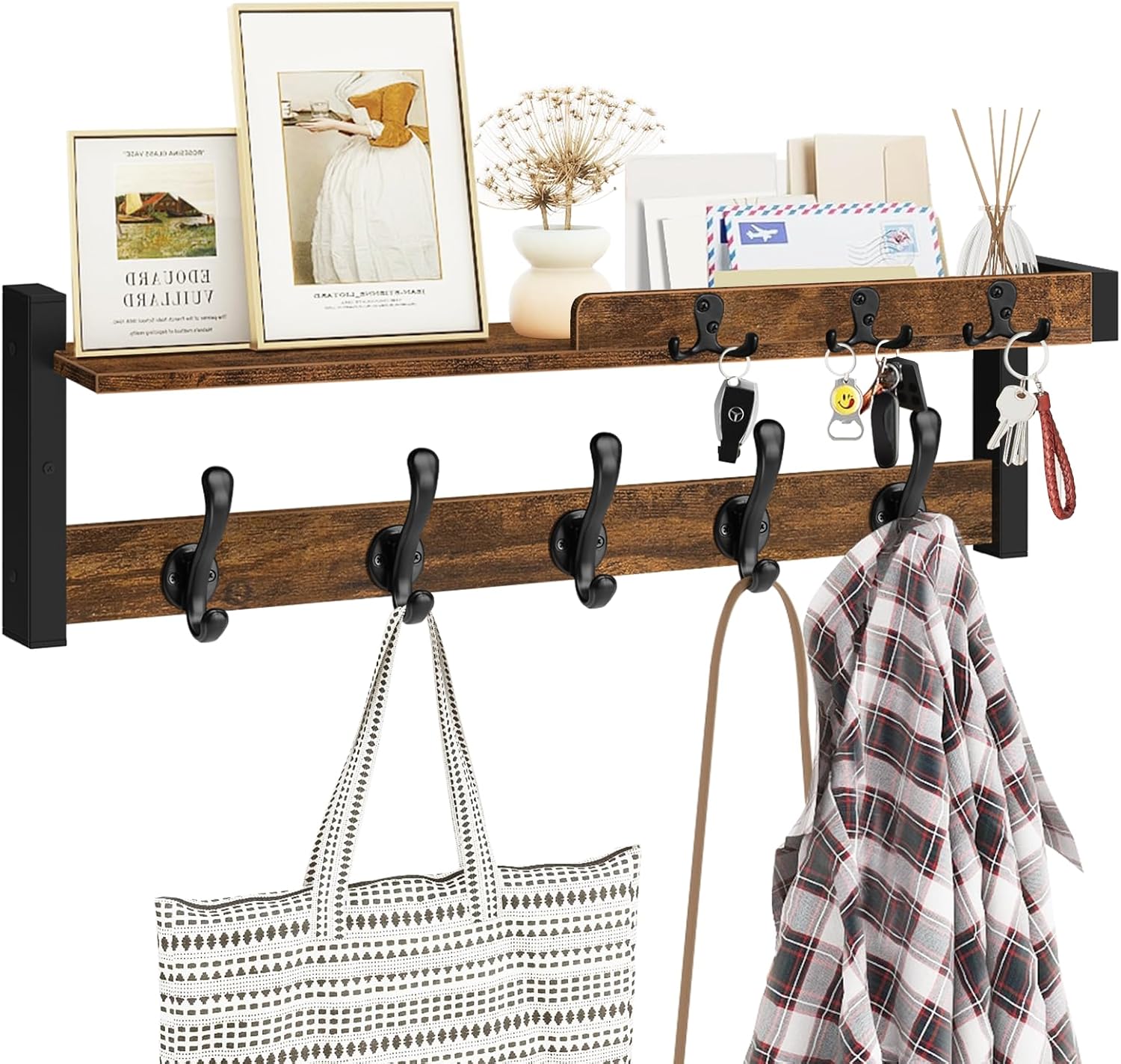 Homode Wall Mount Coat Rack with Shelf and Hooks
