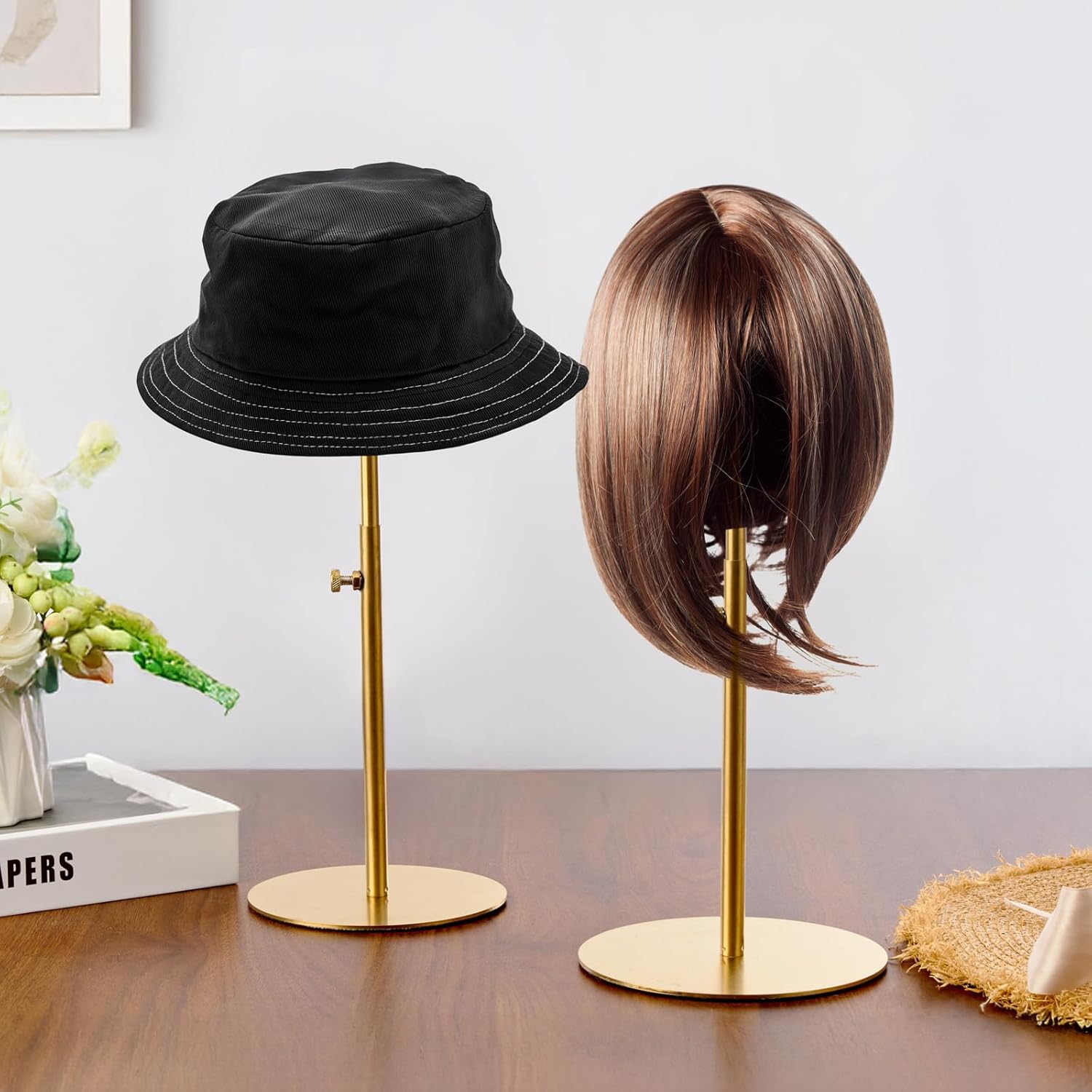 2PCS Adjustable Height Stainless Steel Hat Stand Display