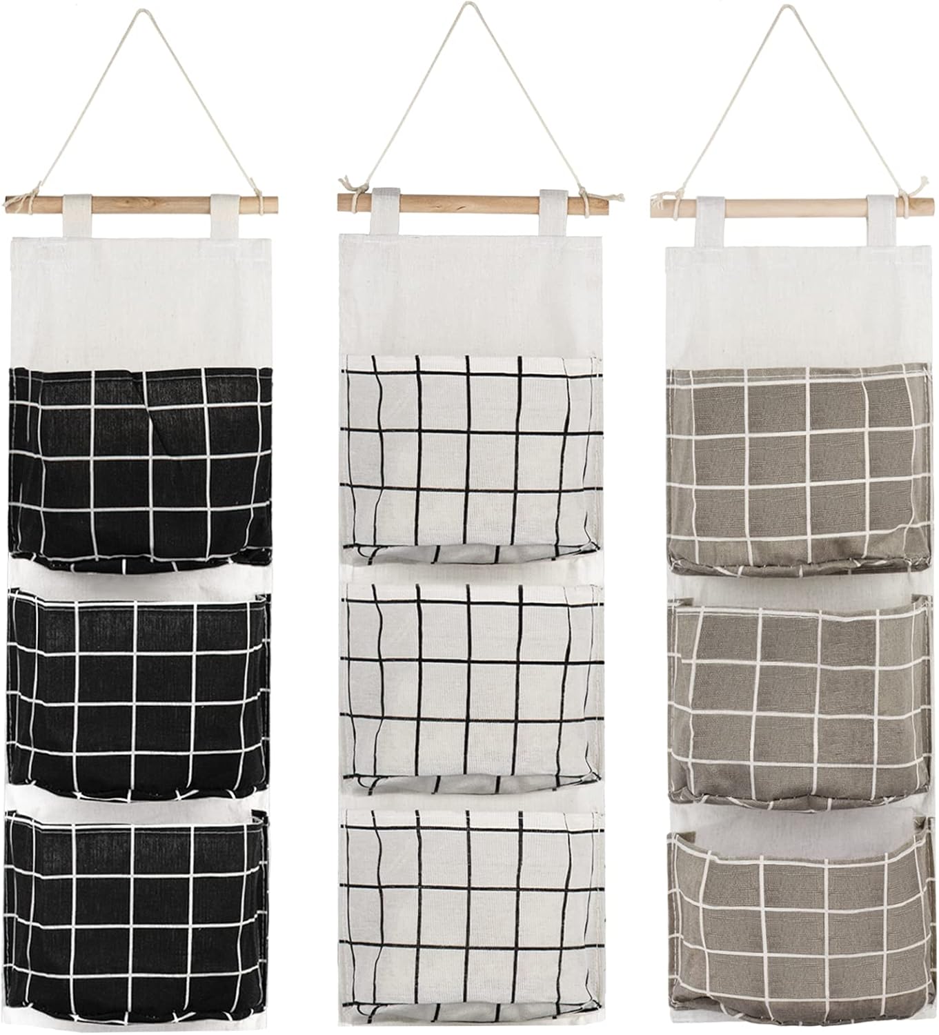 AUHOKY 3Pcs Wall Hanging Storage Organizer with 3 Pockets