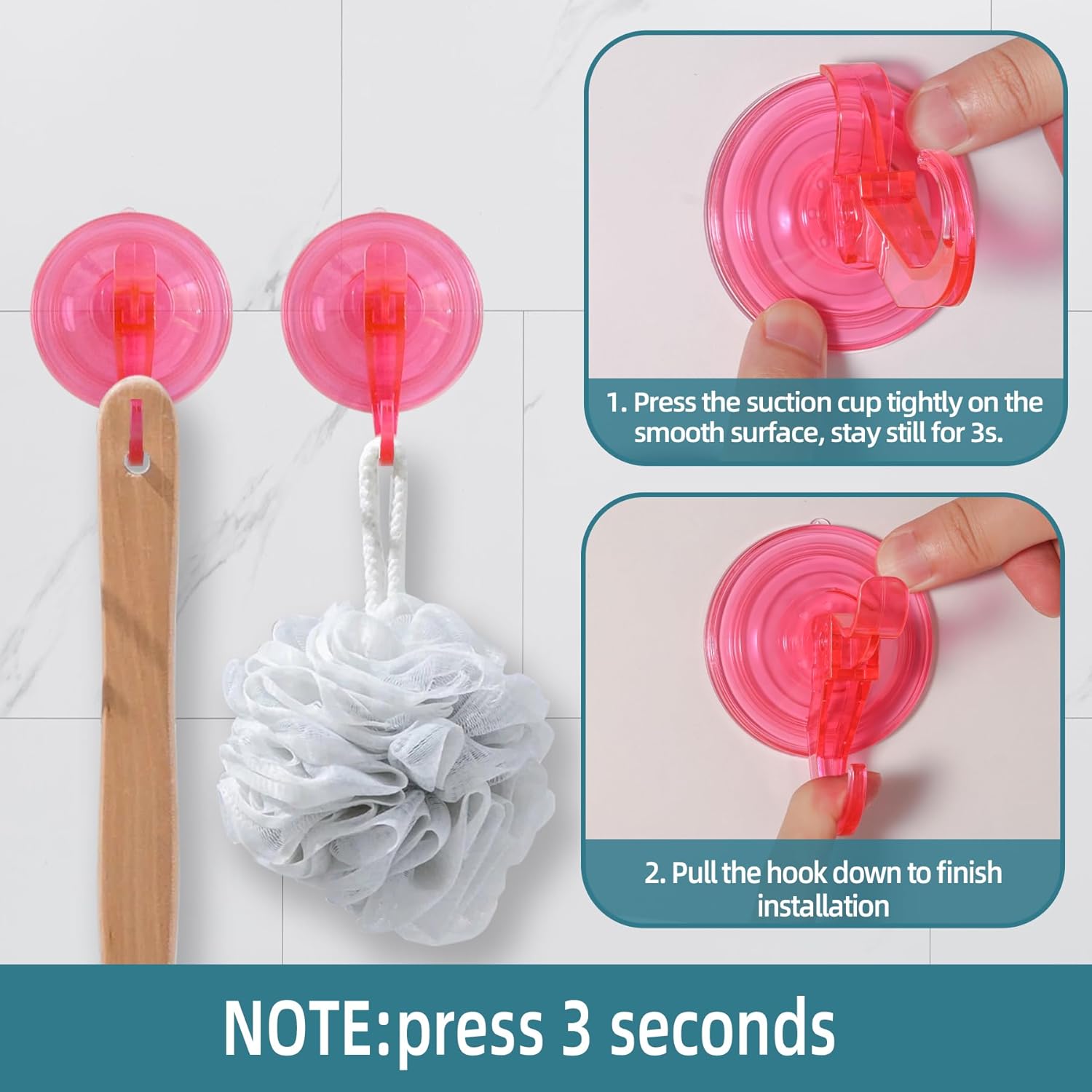 Antimbee Suction Hooks 5 Pack Clear Hanger Transparent Pink