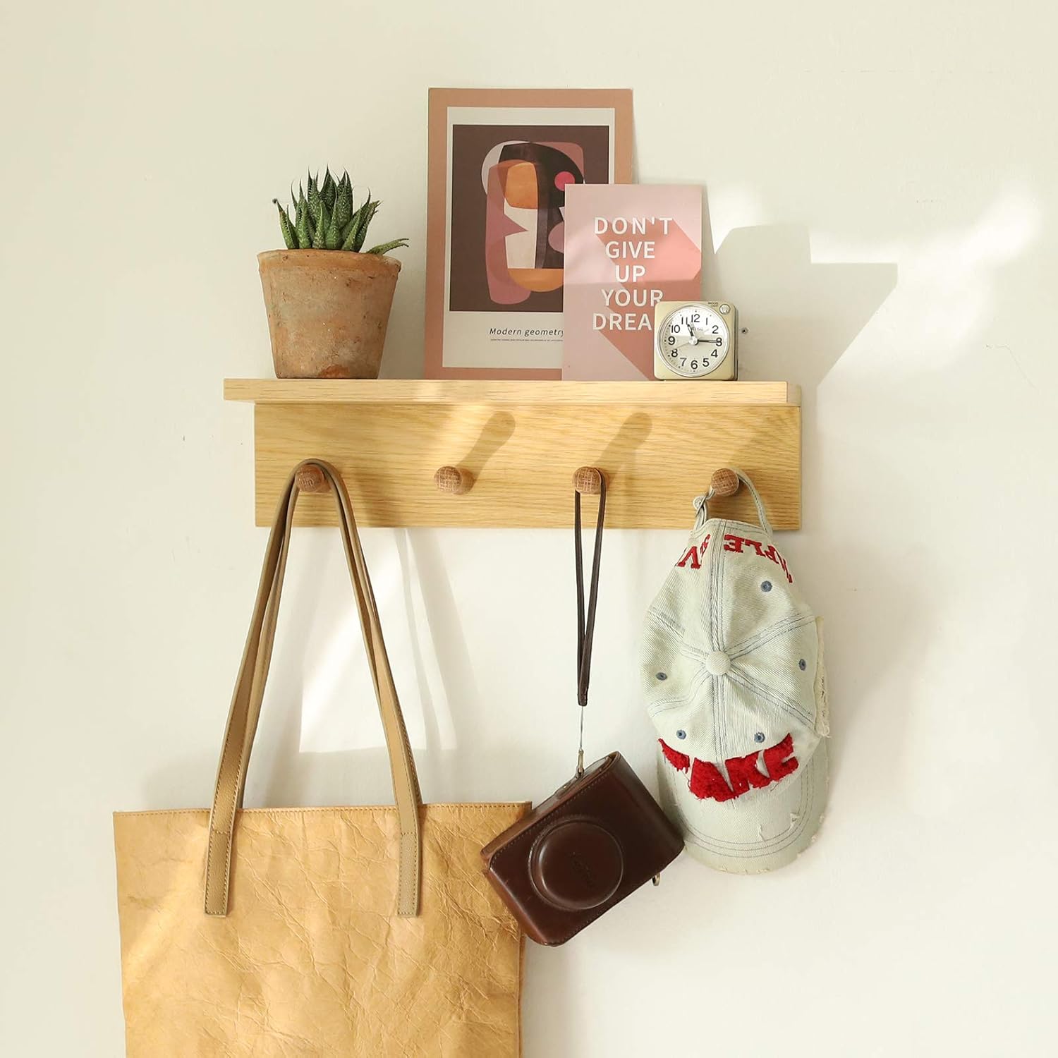 Wall Mount Coat Rack with Shelf and Hooks