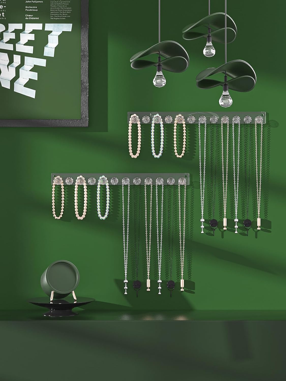 Adugay Wall Mounted Necklace Organizer Holder with 12 Hooks