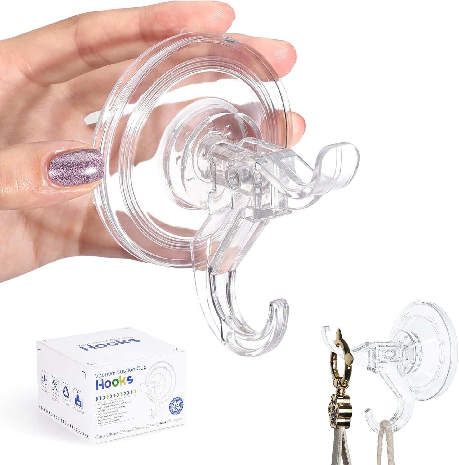 ANDGOO 10 Pack Suction Cup Hooks for Shower Front Door and Kitchen