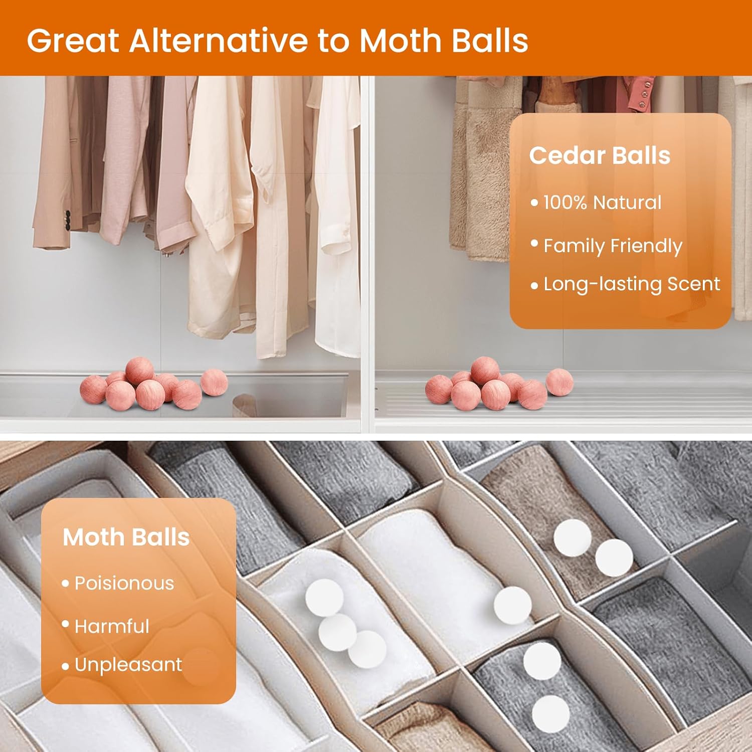 Homode Cedar Blocks for Clothes Storage 50 Pcs