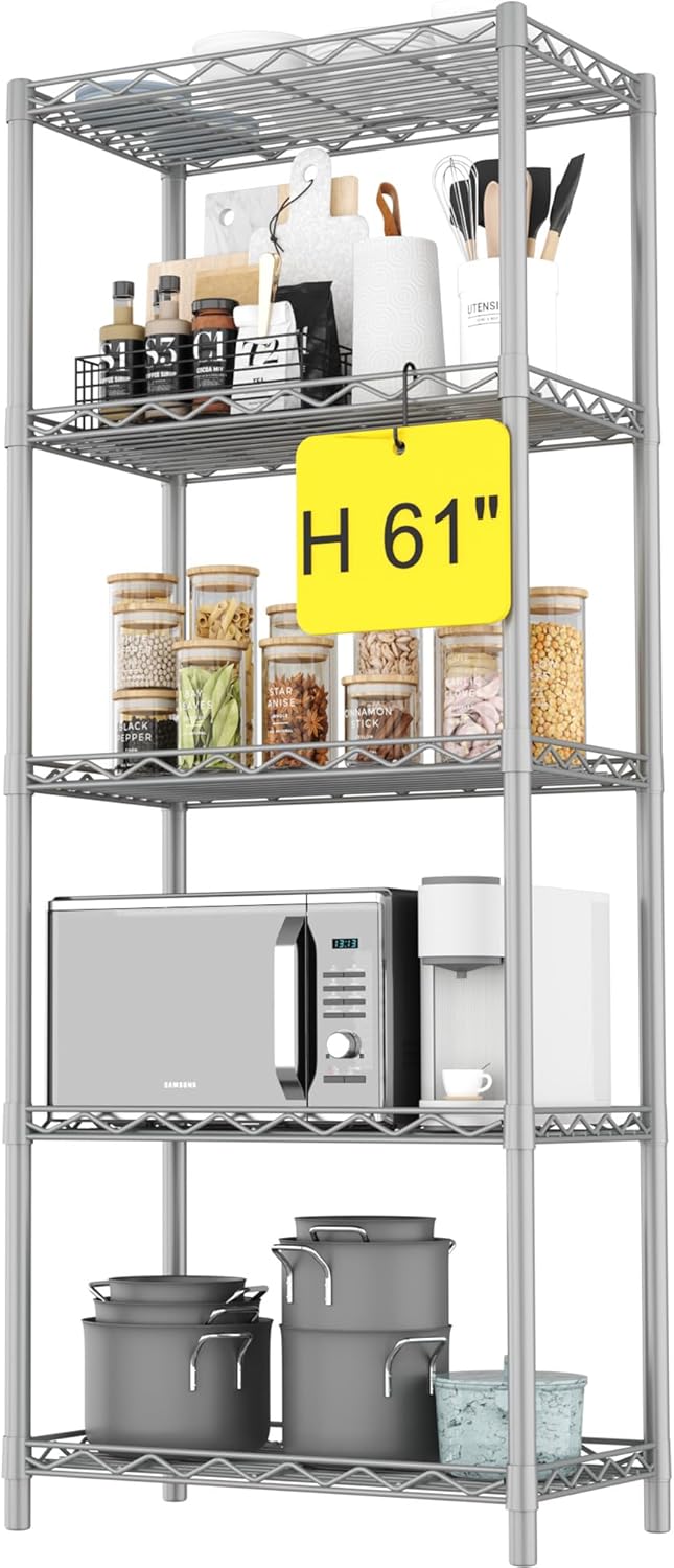 HOMEFORT 5-Tier Metal Storage Shelving Unit in Grey