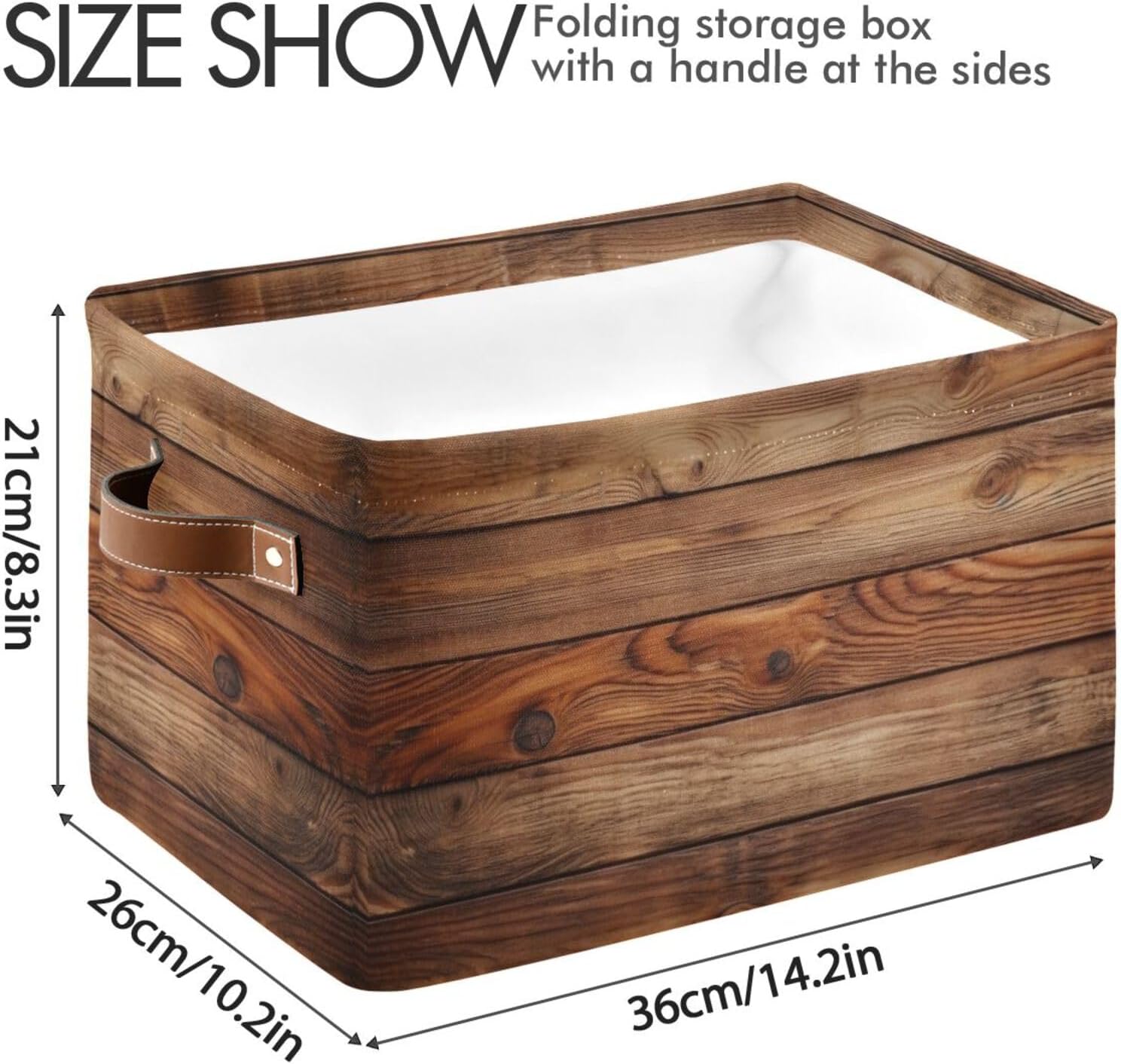 Retro Vintage Wood Print Storage Basket Organizer Bin Shelf For Clothes Gifts Home Office Dorm