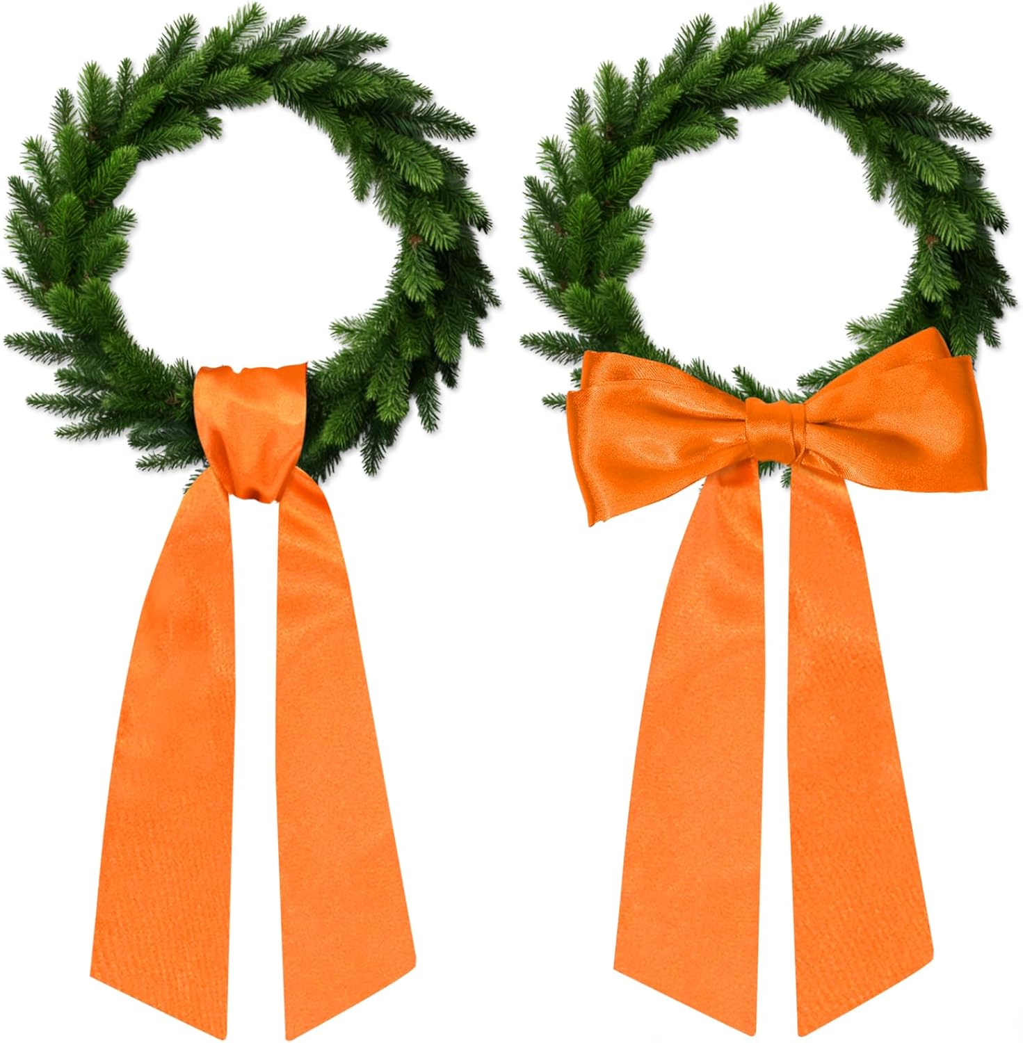 2Pcs Autumn Orange Satin Wreath Sash for Front Door