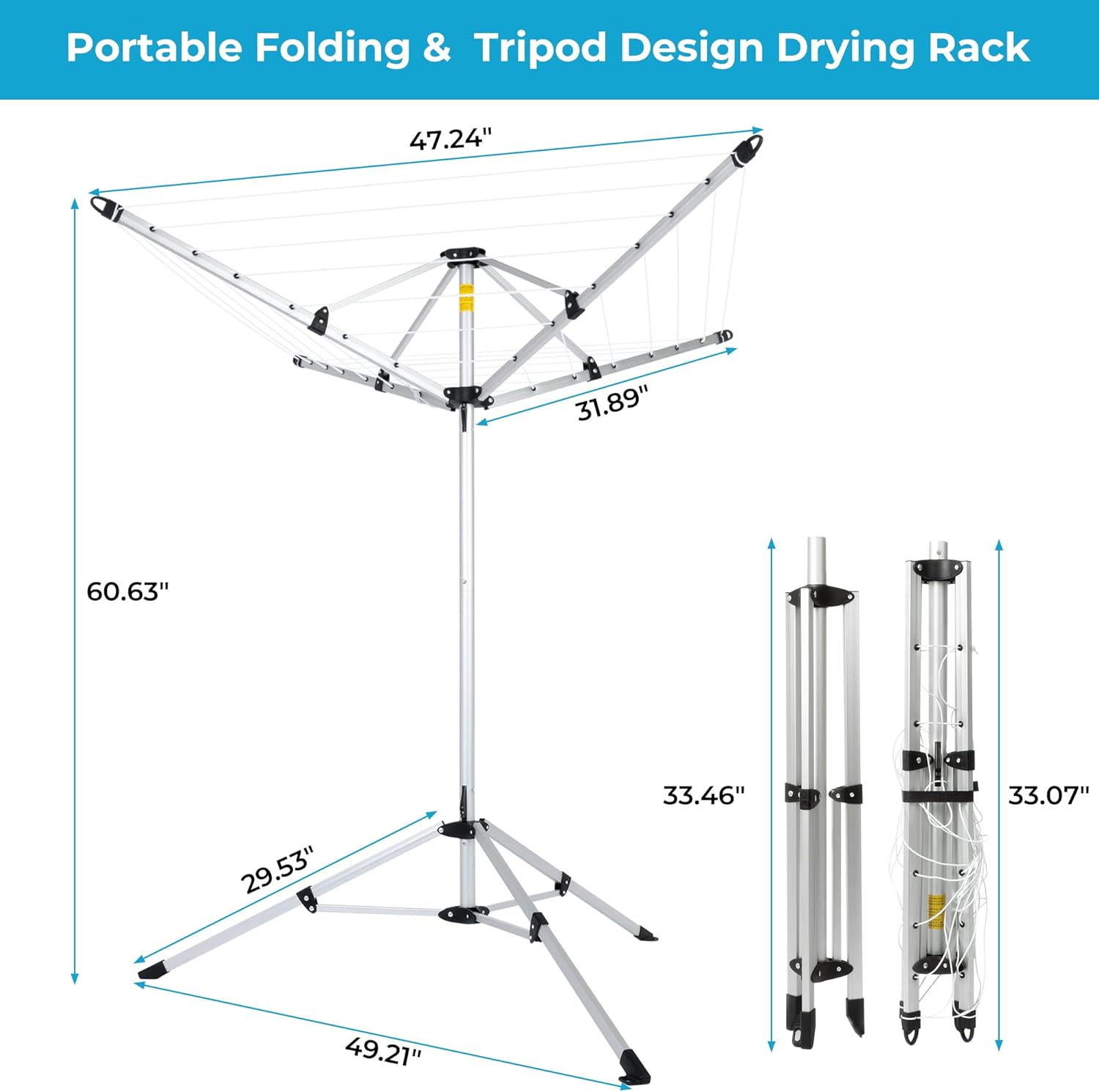 JS HANGER 4-arm Aluminum Clothesline Drying Rack