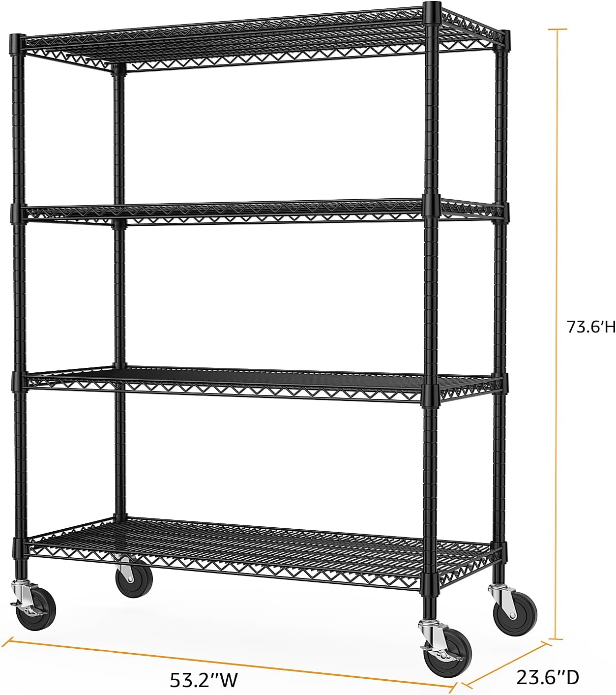 Heavy Duty 4 Tier Metal Shelving Unit Black
