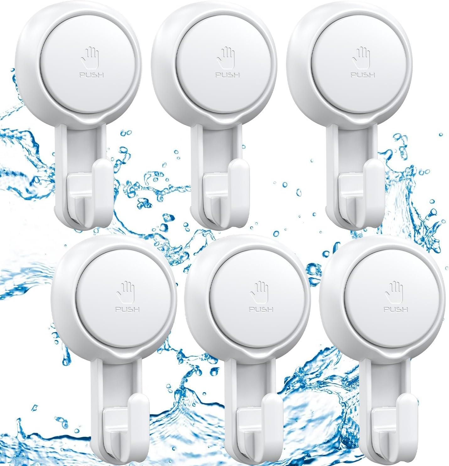 LUXEAR Suction Hooks 6 Pack Heavy Duty Waterproof Shower Door Window Organizer