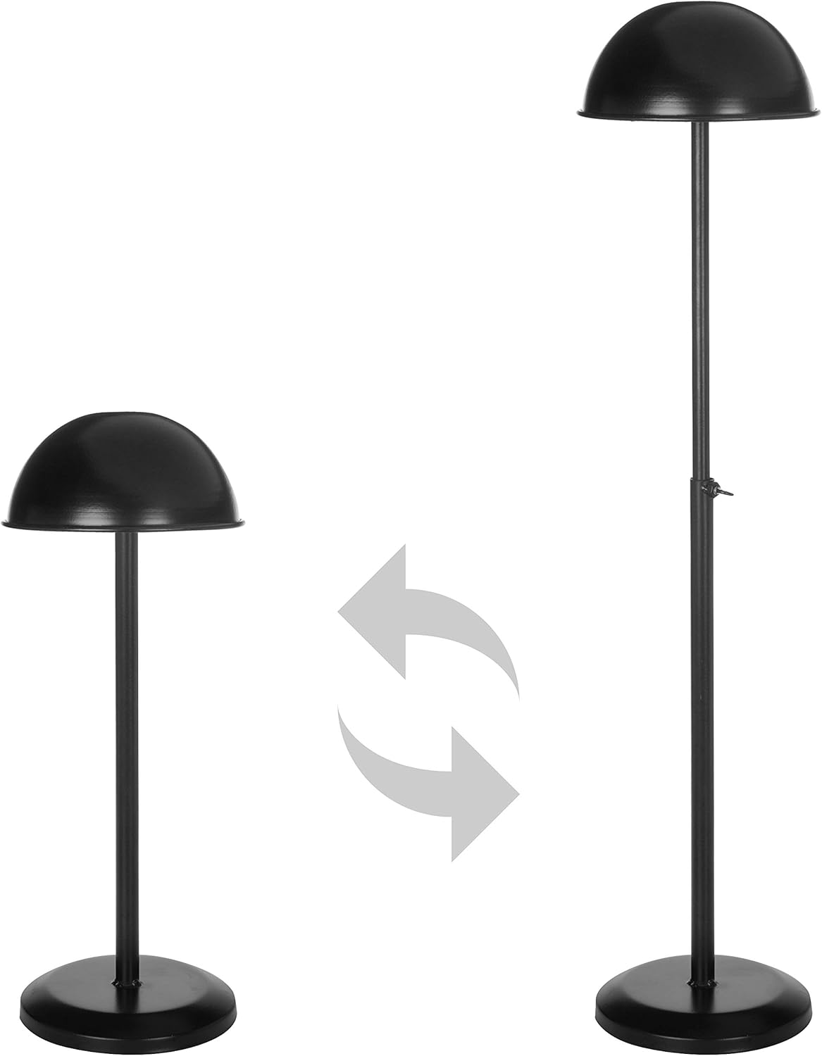 MyGift Black Metal Adjustable Height Hat Stand for Caps and Wigs